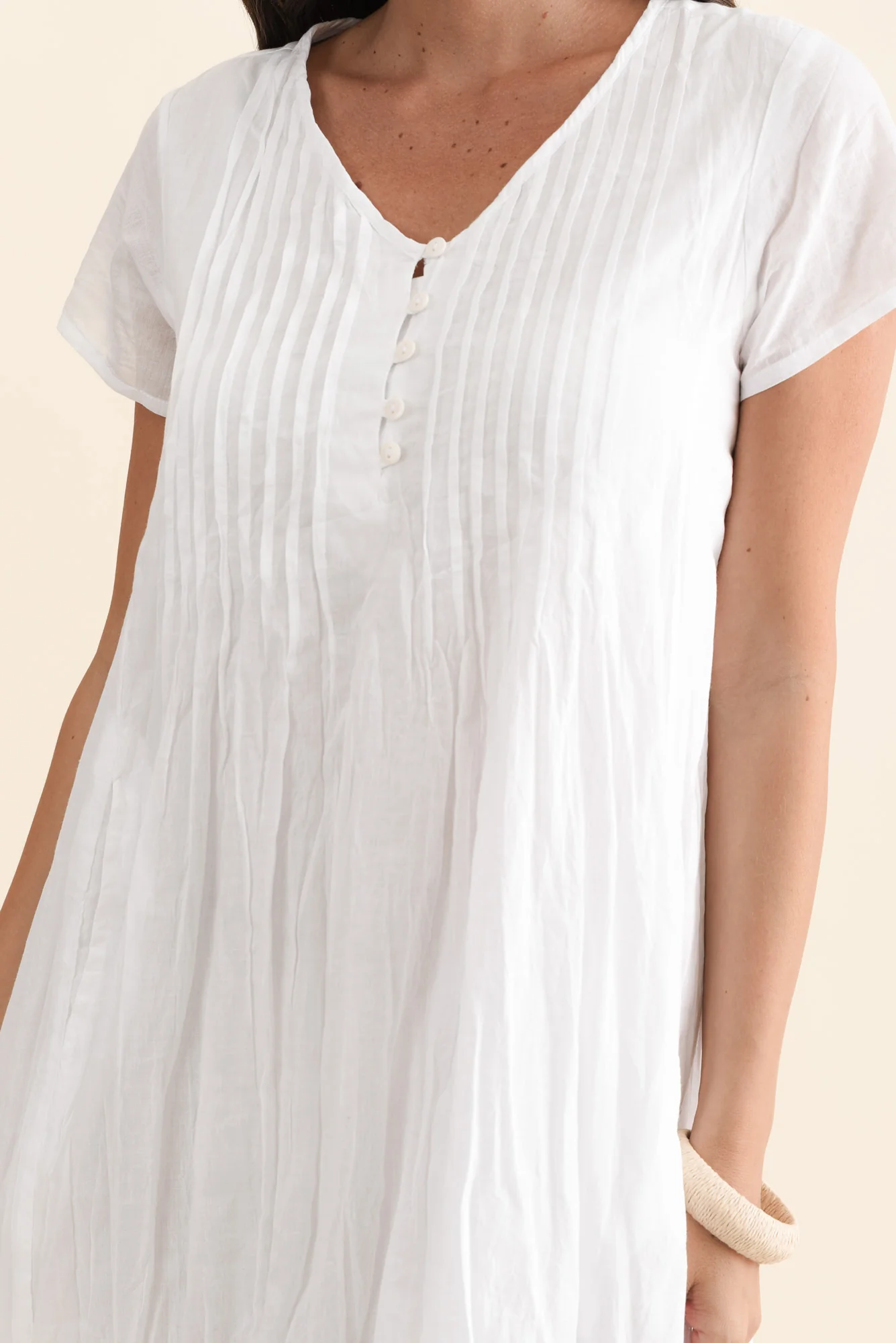 Sabina White Crinkle Cotton Dress - Image 5