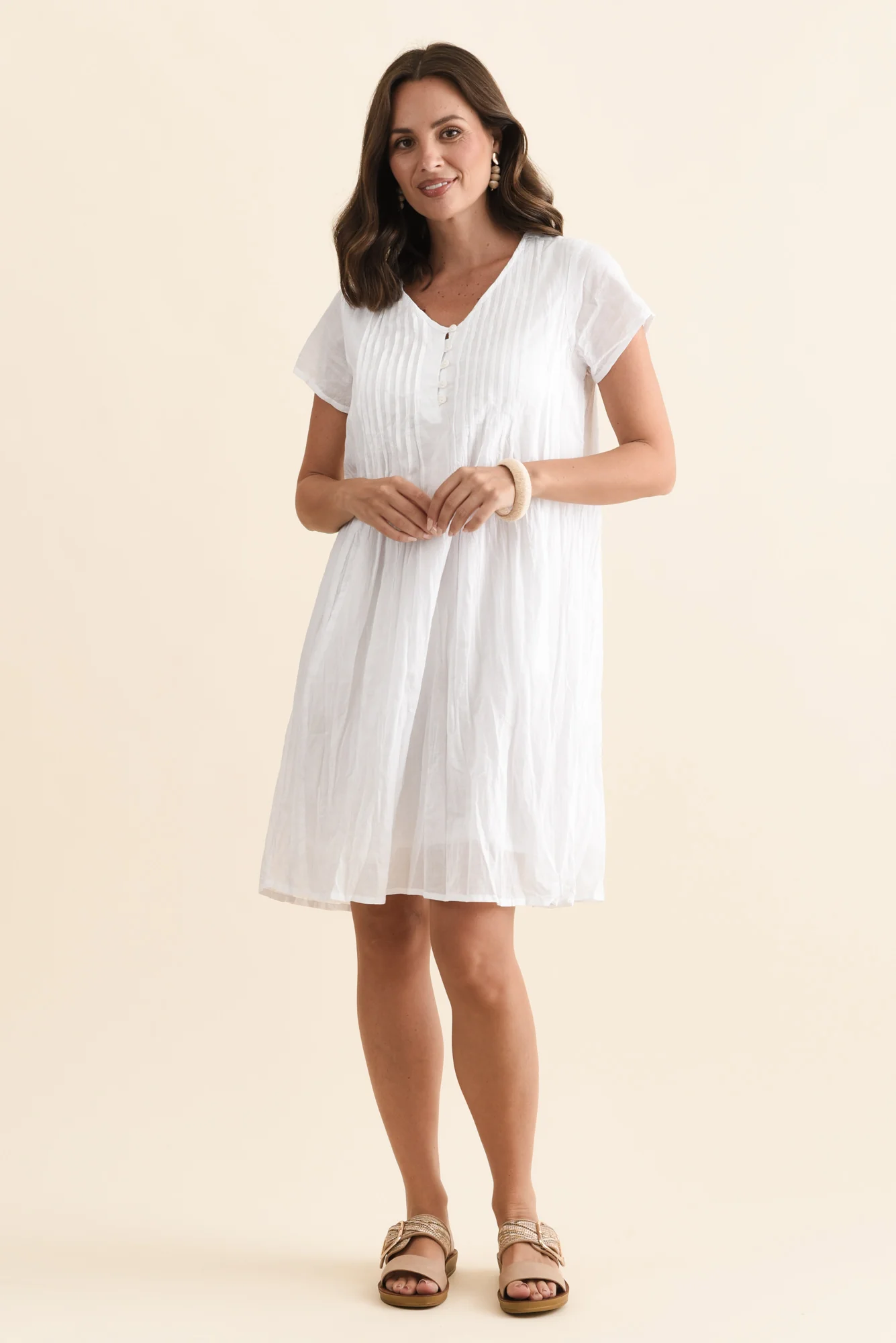 Sabina White Crinkle Cotton Dress - Image 6