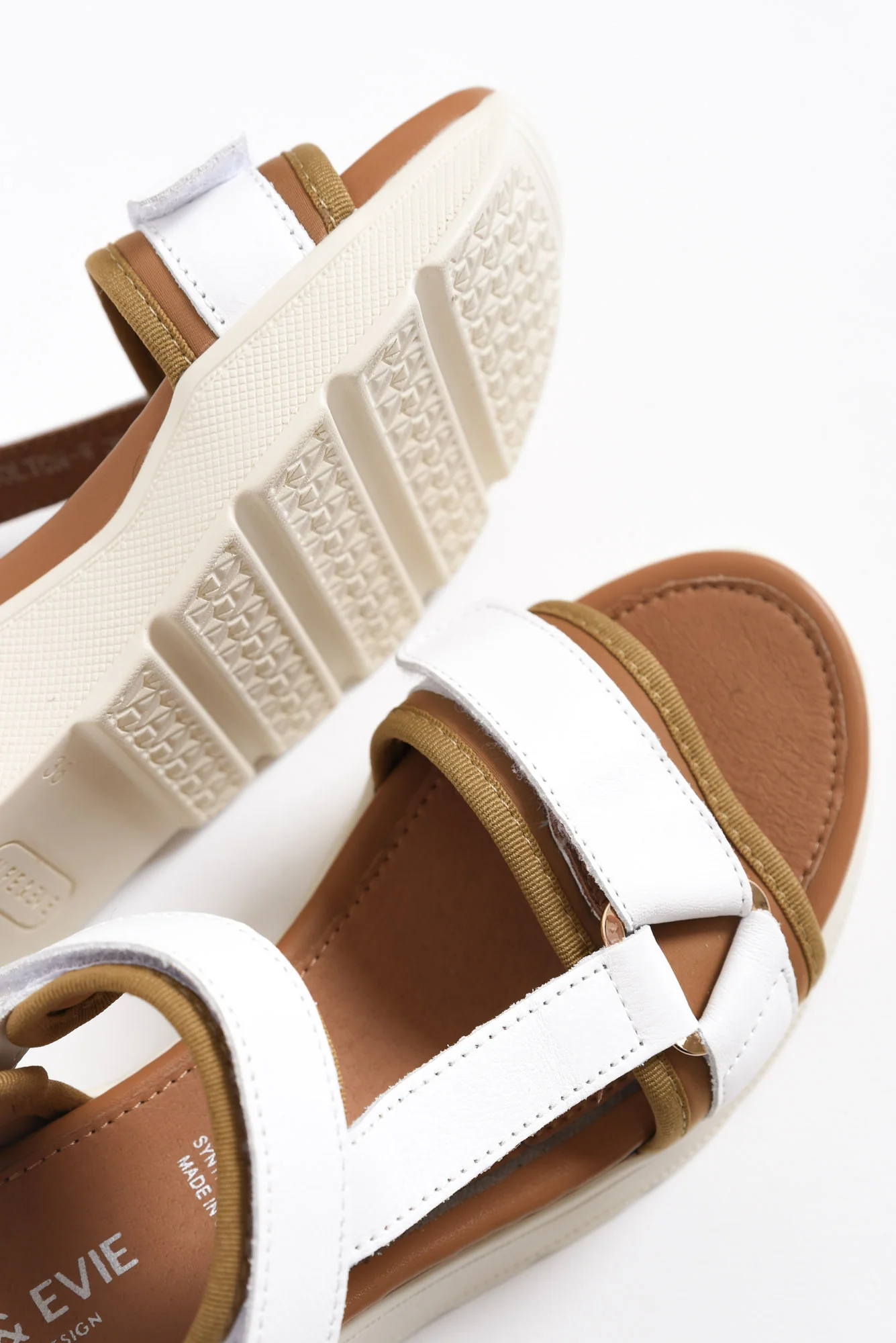 Bolton White Leather Velcro Sandal - Image 3