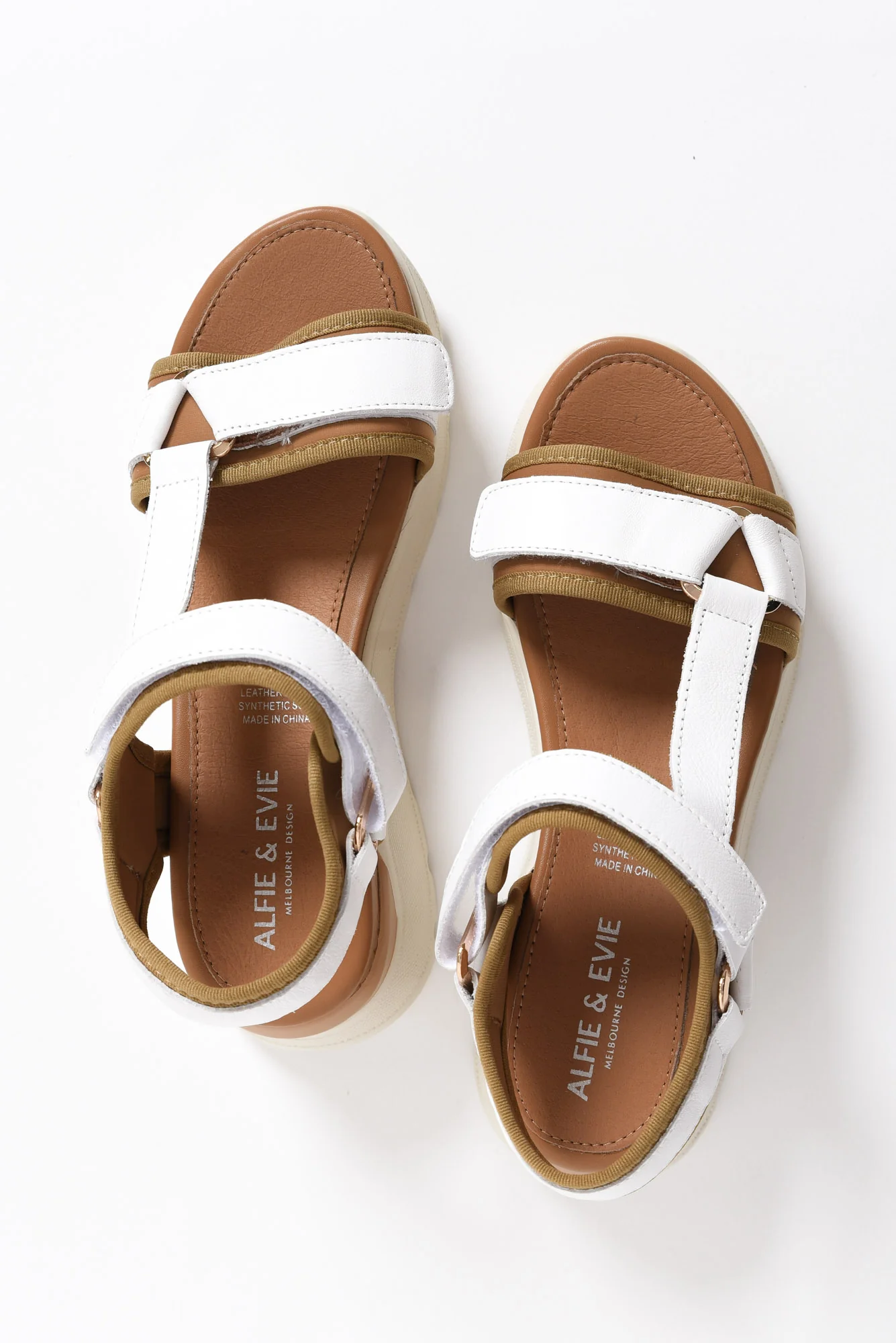 Bolton White Leather Velcro Sandal - Image 4