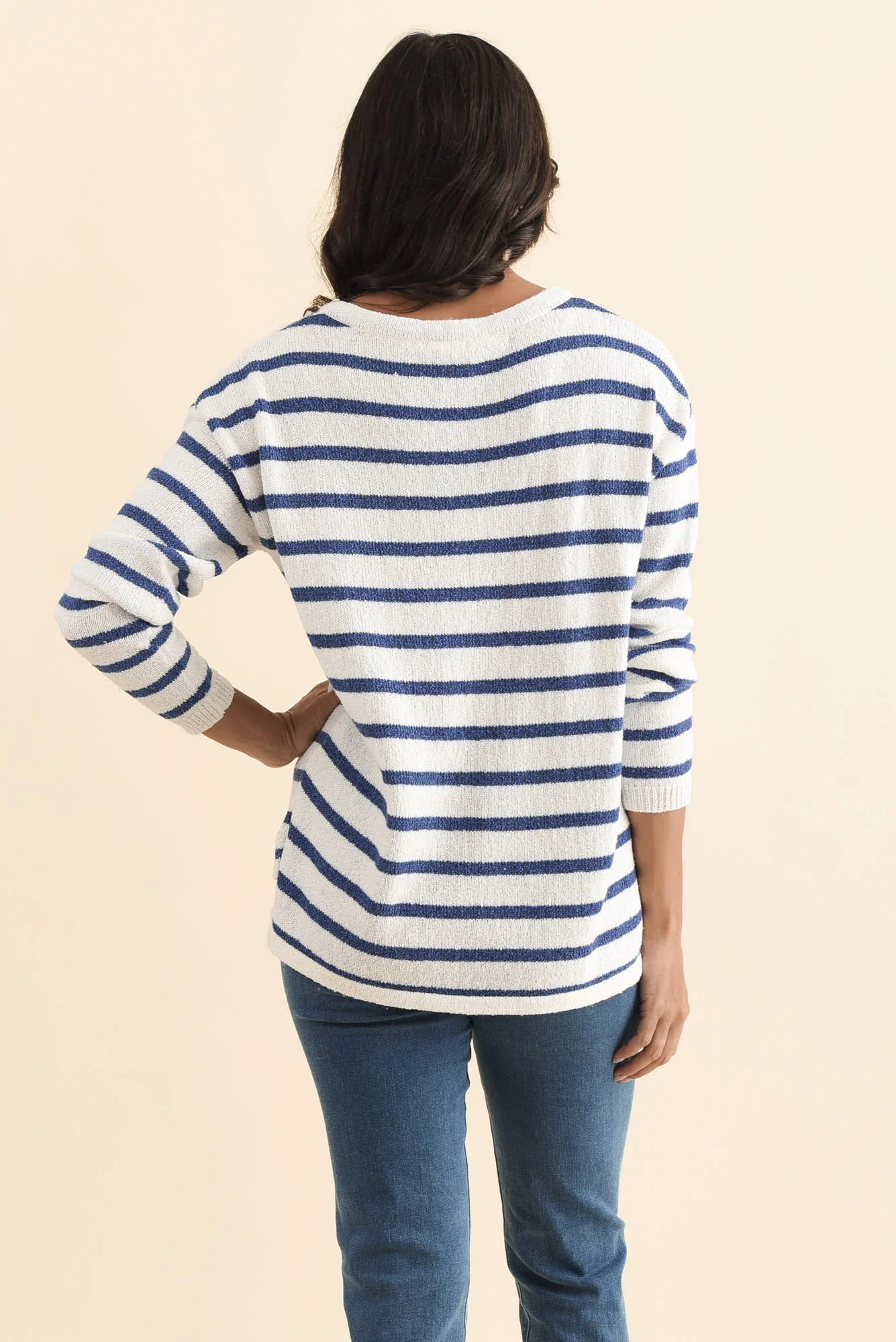 Bradford Blue Stripe Knit Top - Image 4
