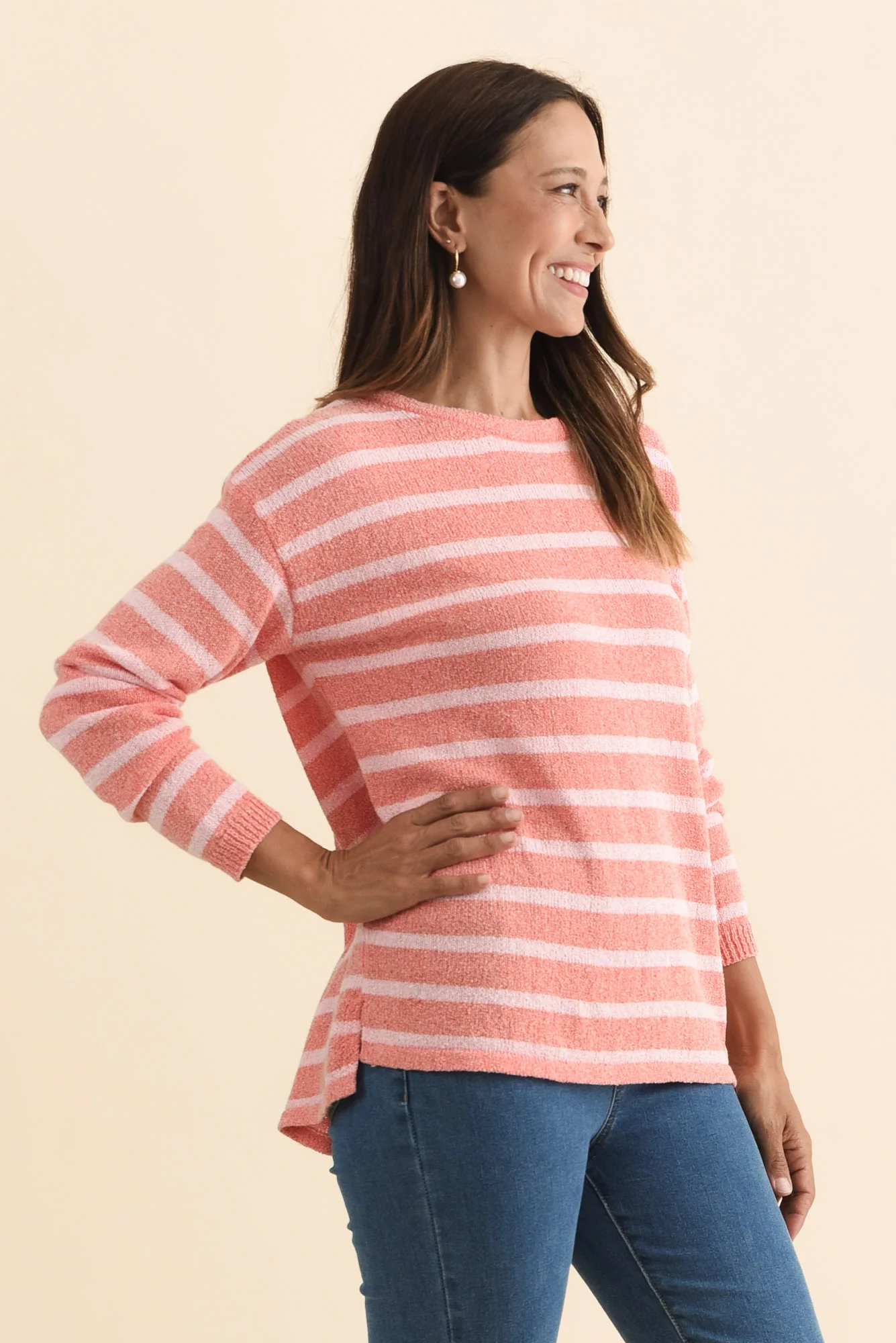 Bradford Coral Stripe Knit Top - Image 3