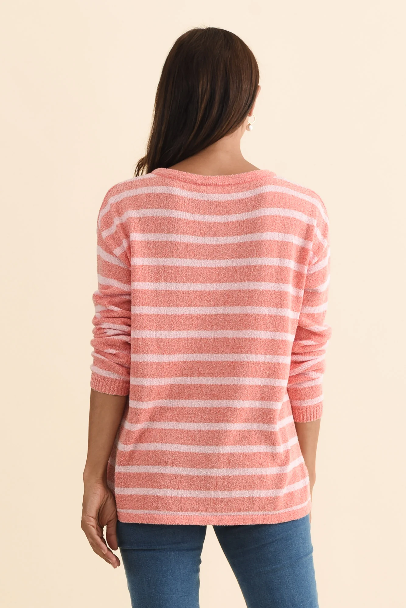 Bradford Coral Stripe Knit Top - Image 4