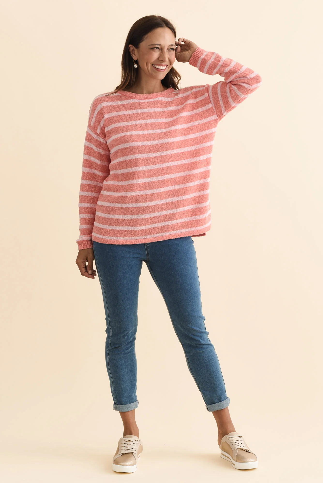 Bradford Coral Stripe Knit Top - Image 6