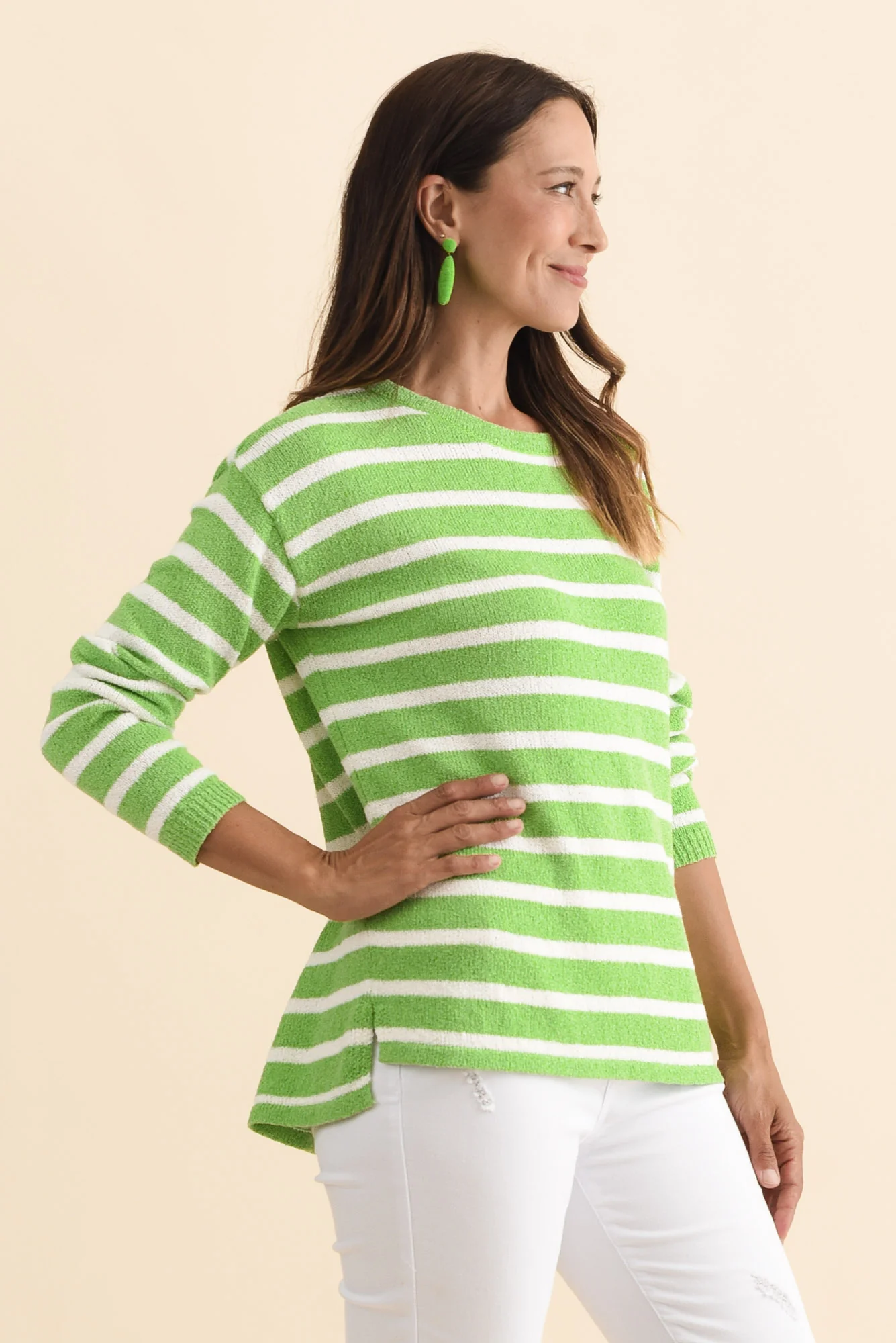 Bradford Green Stripe Knit Top - Image 3