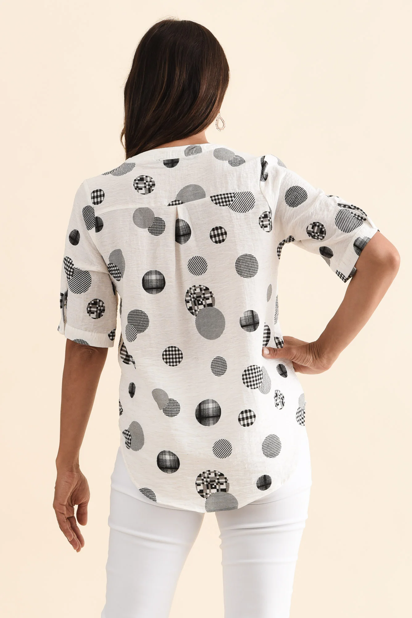 Breigh White Spot V Neck Top - Image 5