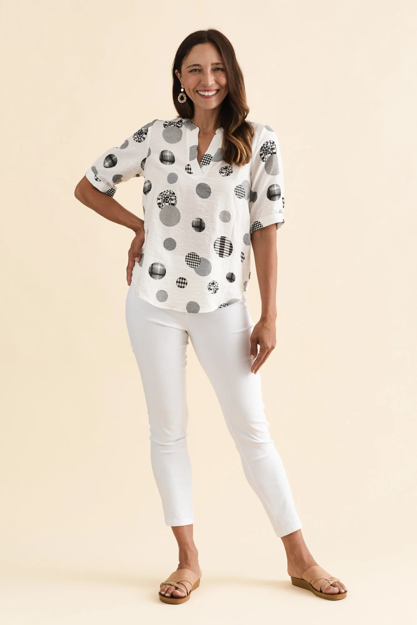 Breigh White Spot V Neck Top - Image 7