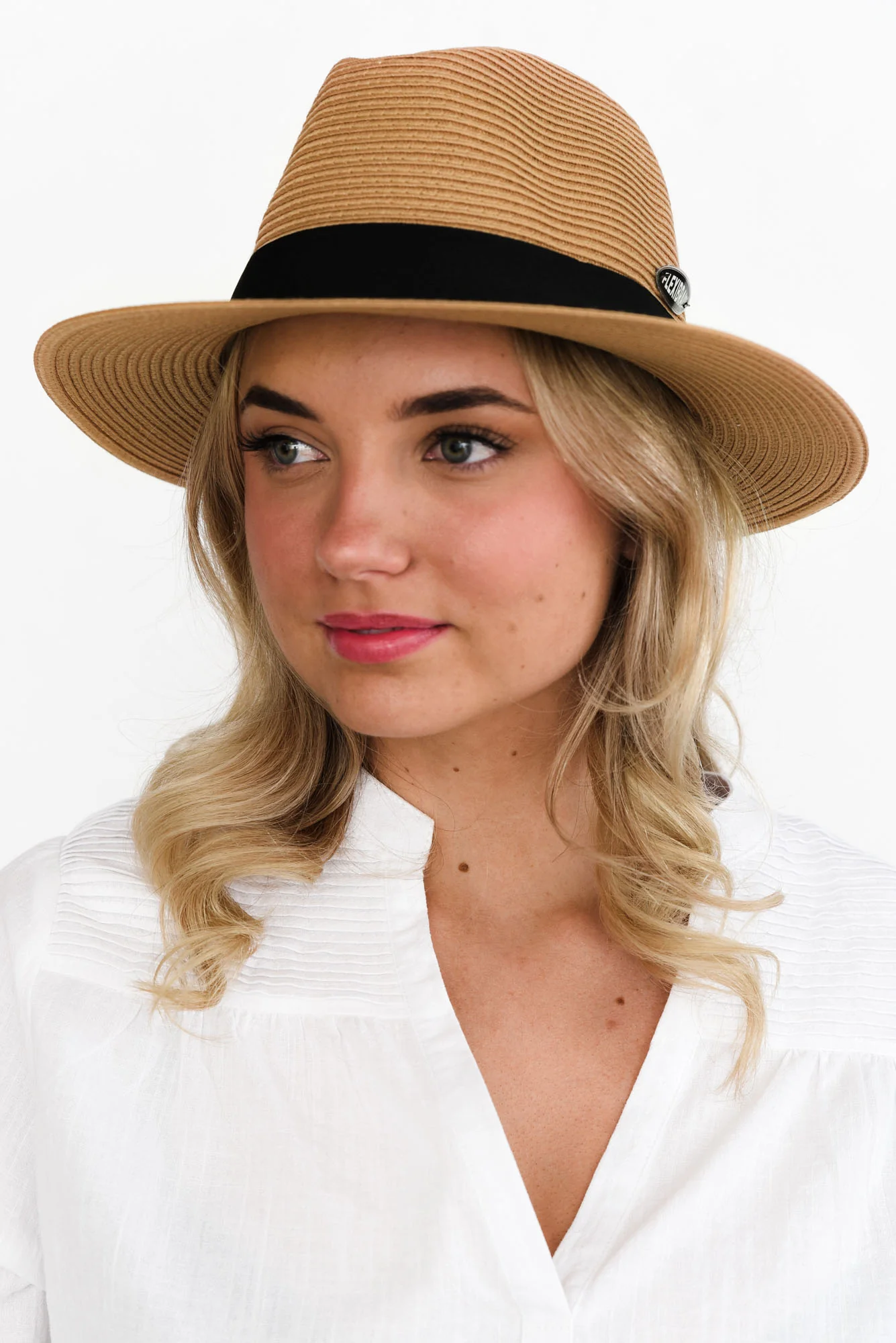 Caramel Wide Brim Travel Fedora - Image 4