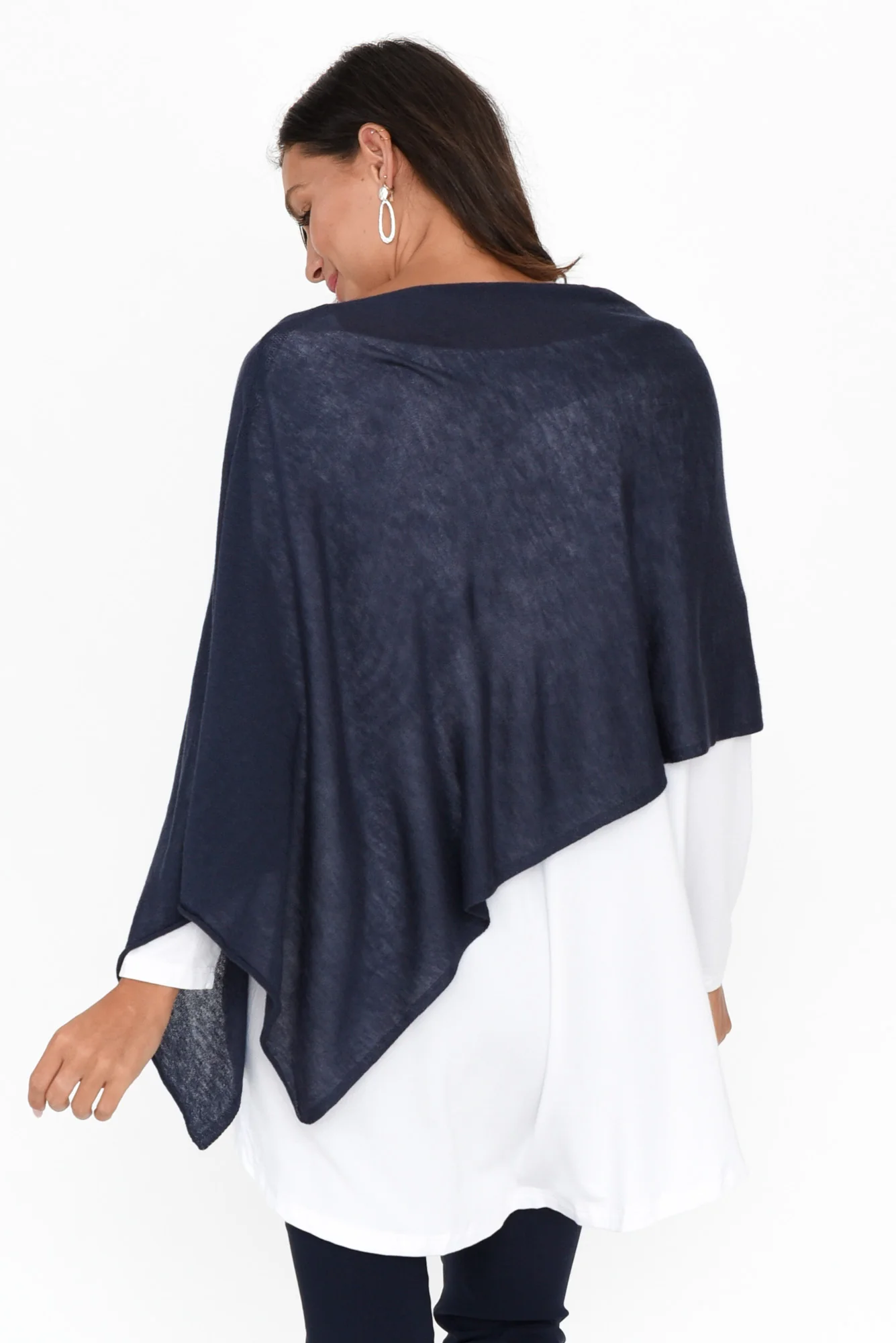 Carrie Navy Cashmere Bamboo Poncho - Image 5