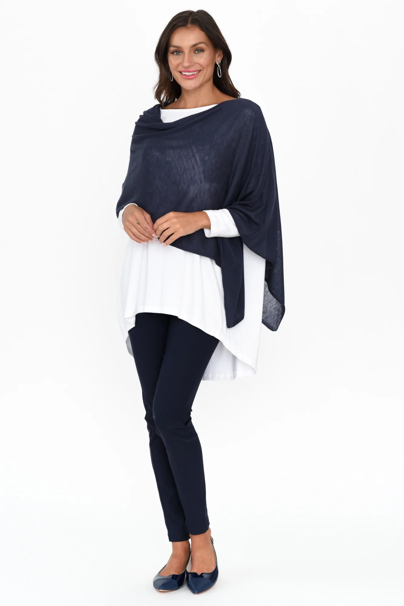 Carrie Navy Cashmere Bamboo Poncho - Image 7