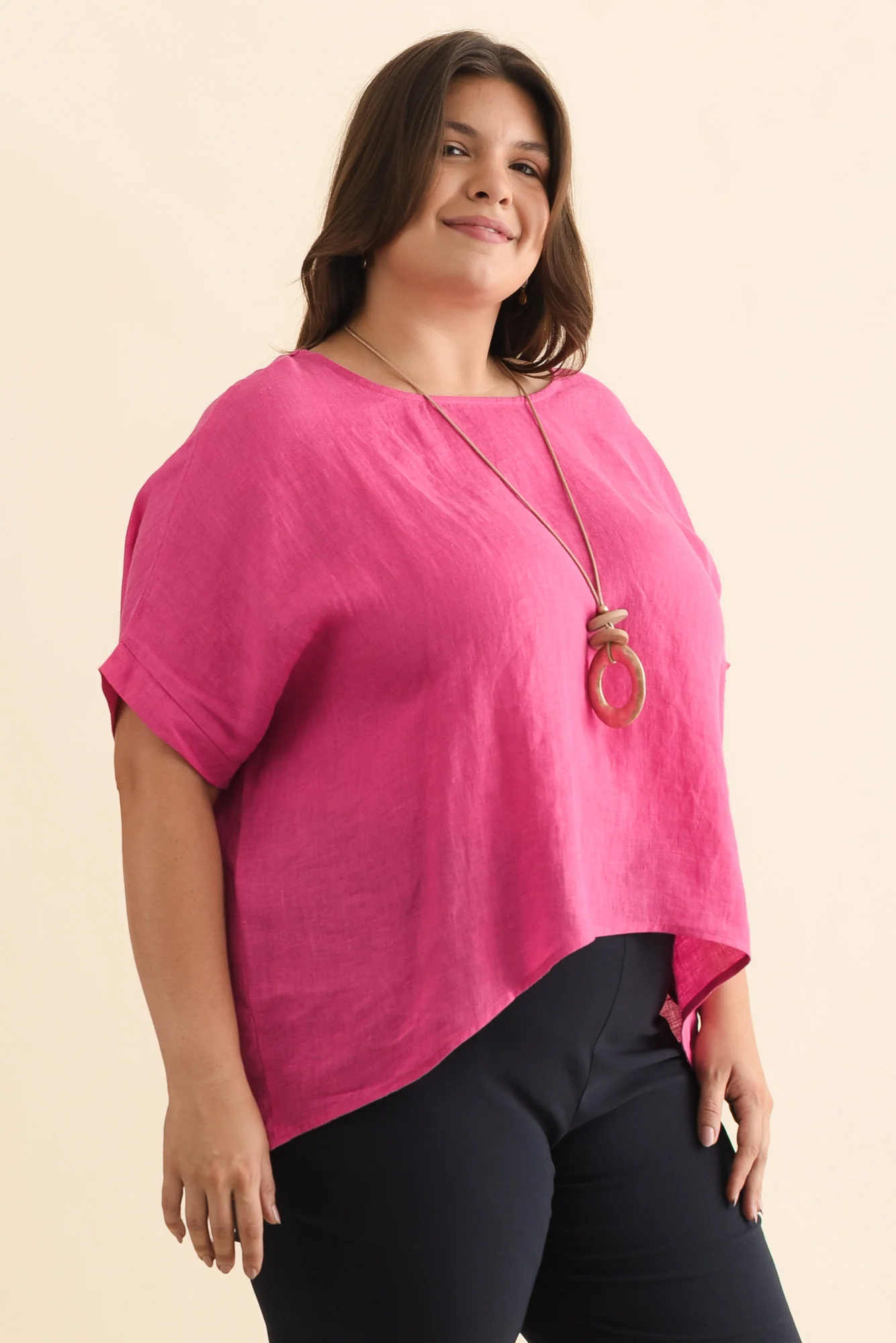 Chaya Hot Pink Linen Top - Image 10