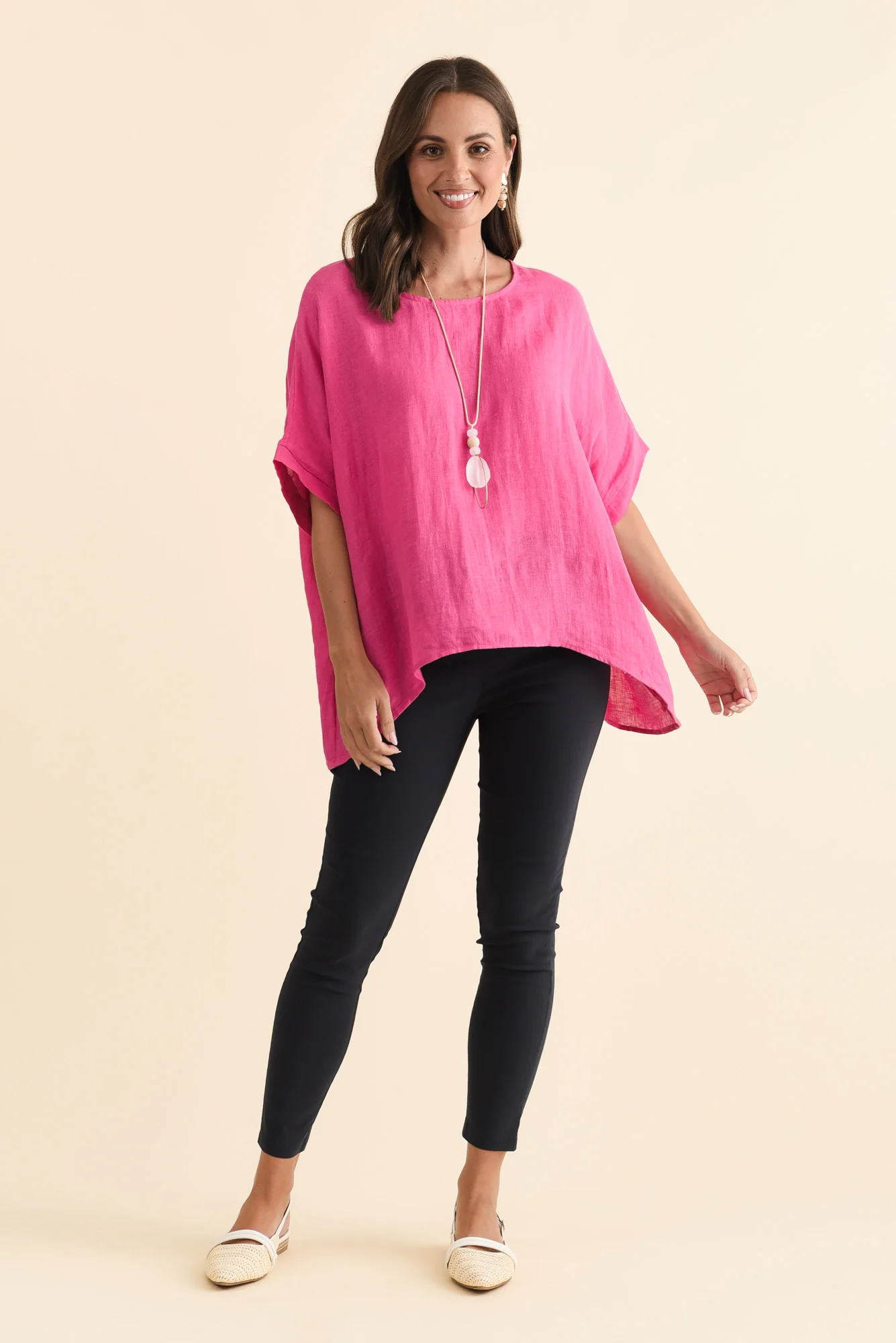 Chaya Hot Pink Linen Top - Image 3