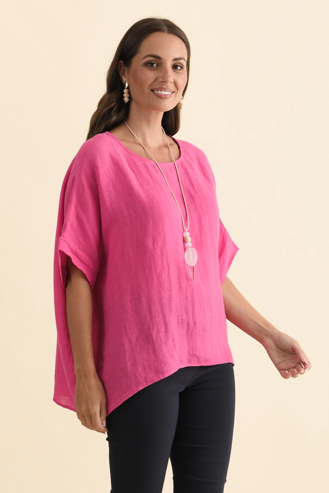 Chaya Hot Pink Linen Top - Image 4