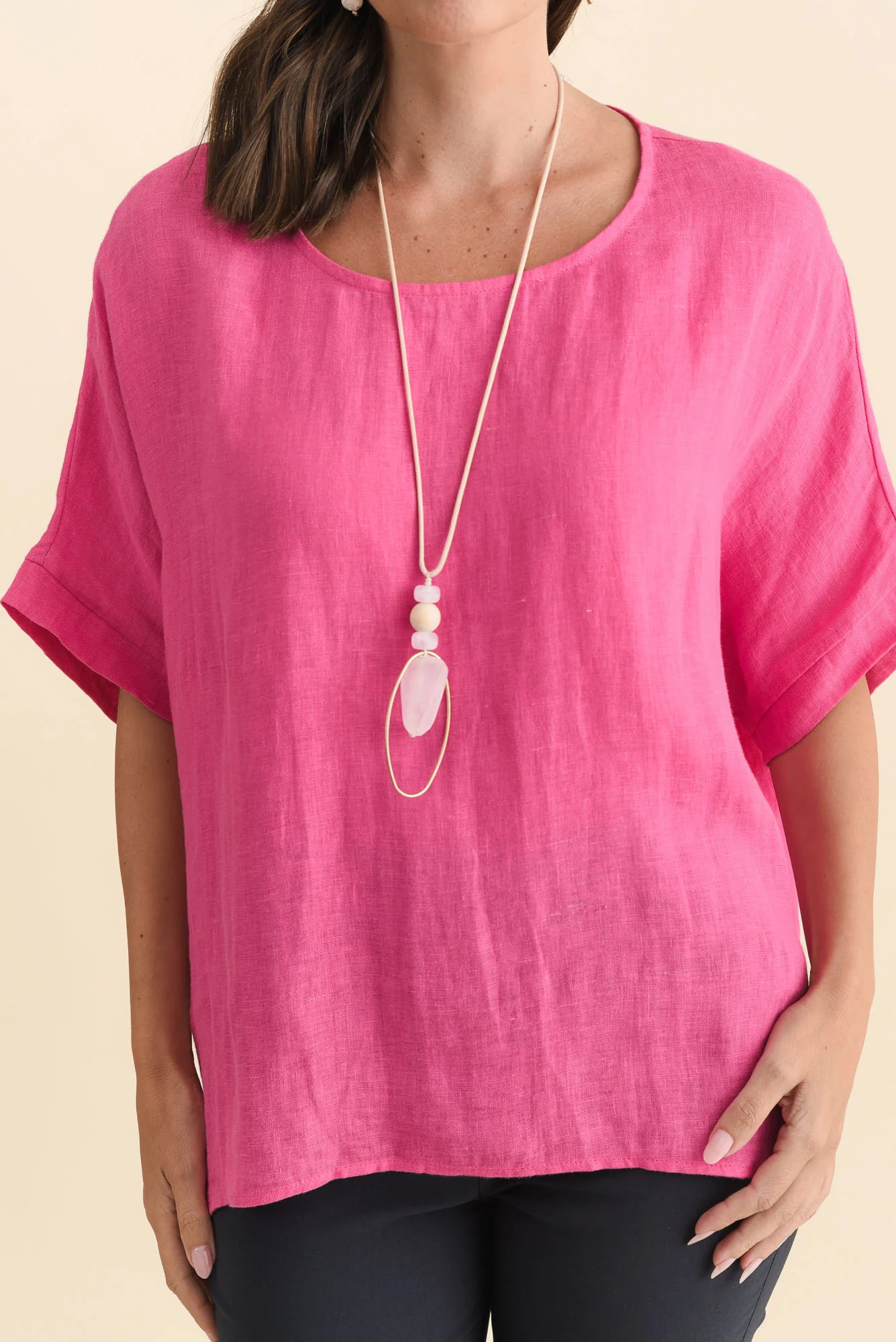 Chaya Hot Pink Linen Top - Image 6