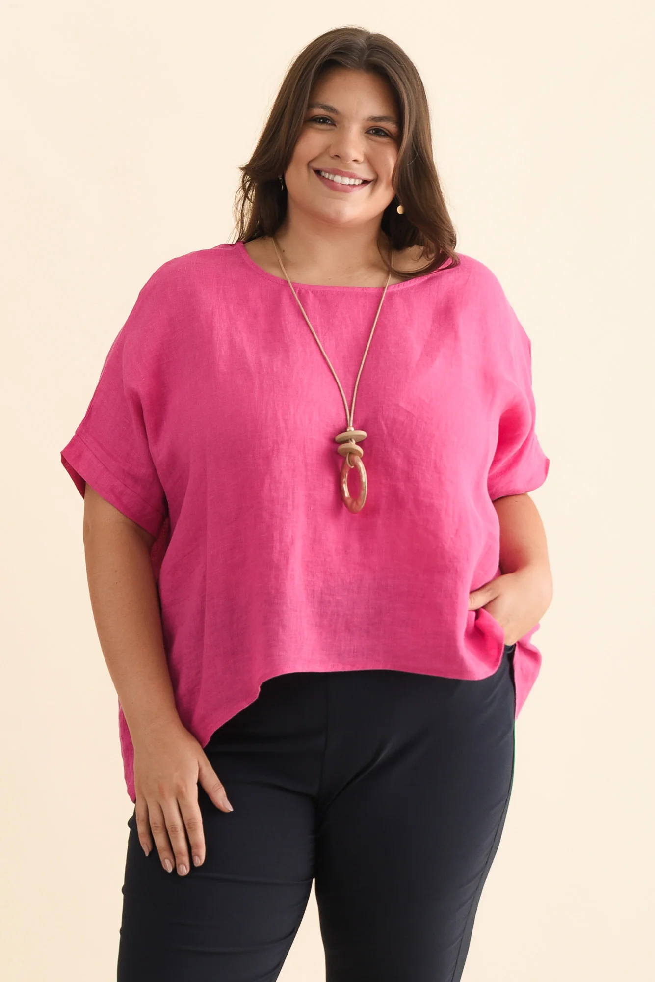Chaya Hot Pink Linen Top - Image 8
