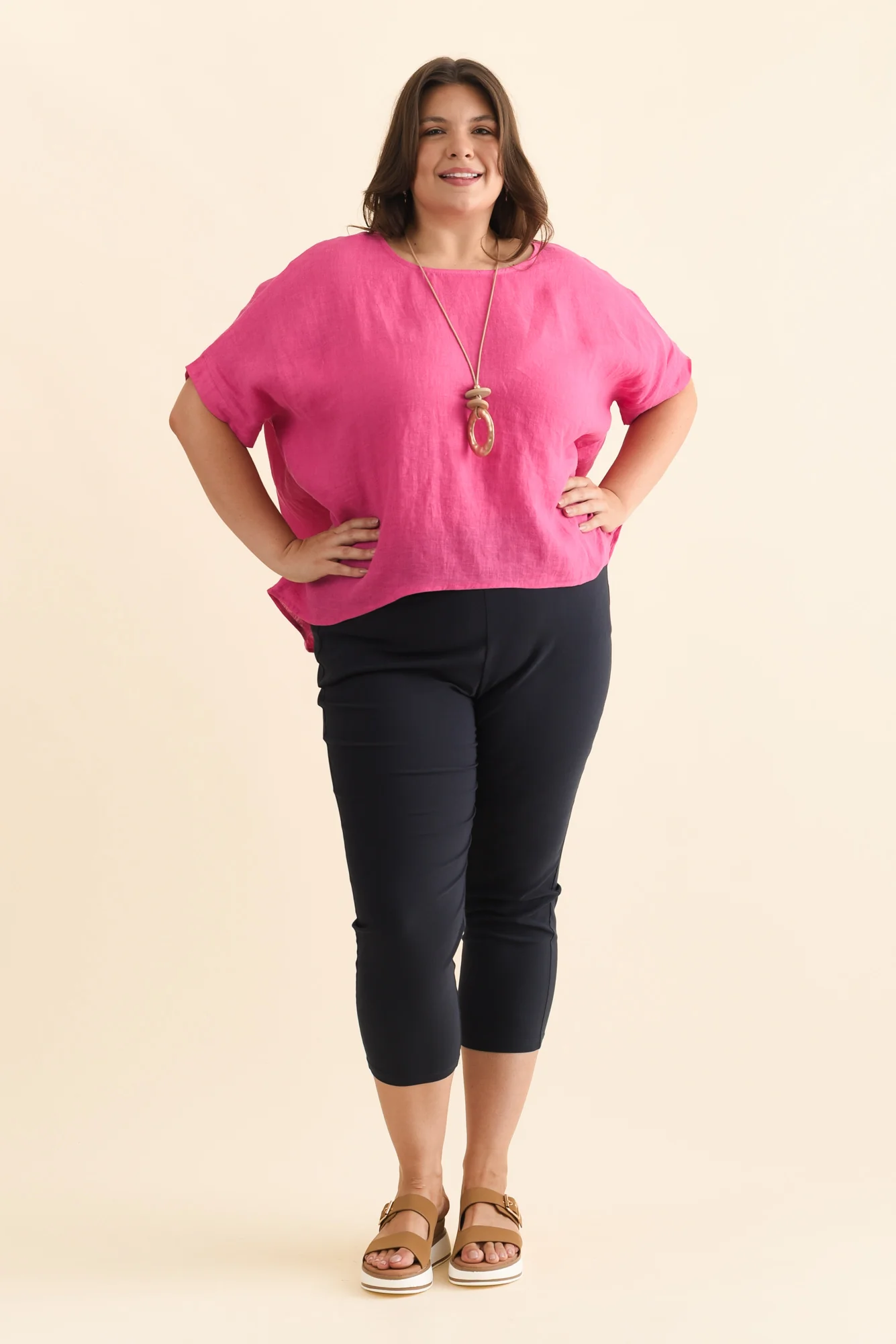 Chaya Hot Pink Linen Top - Image 9