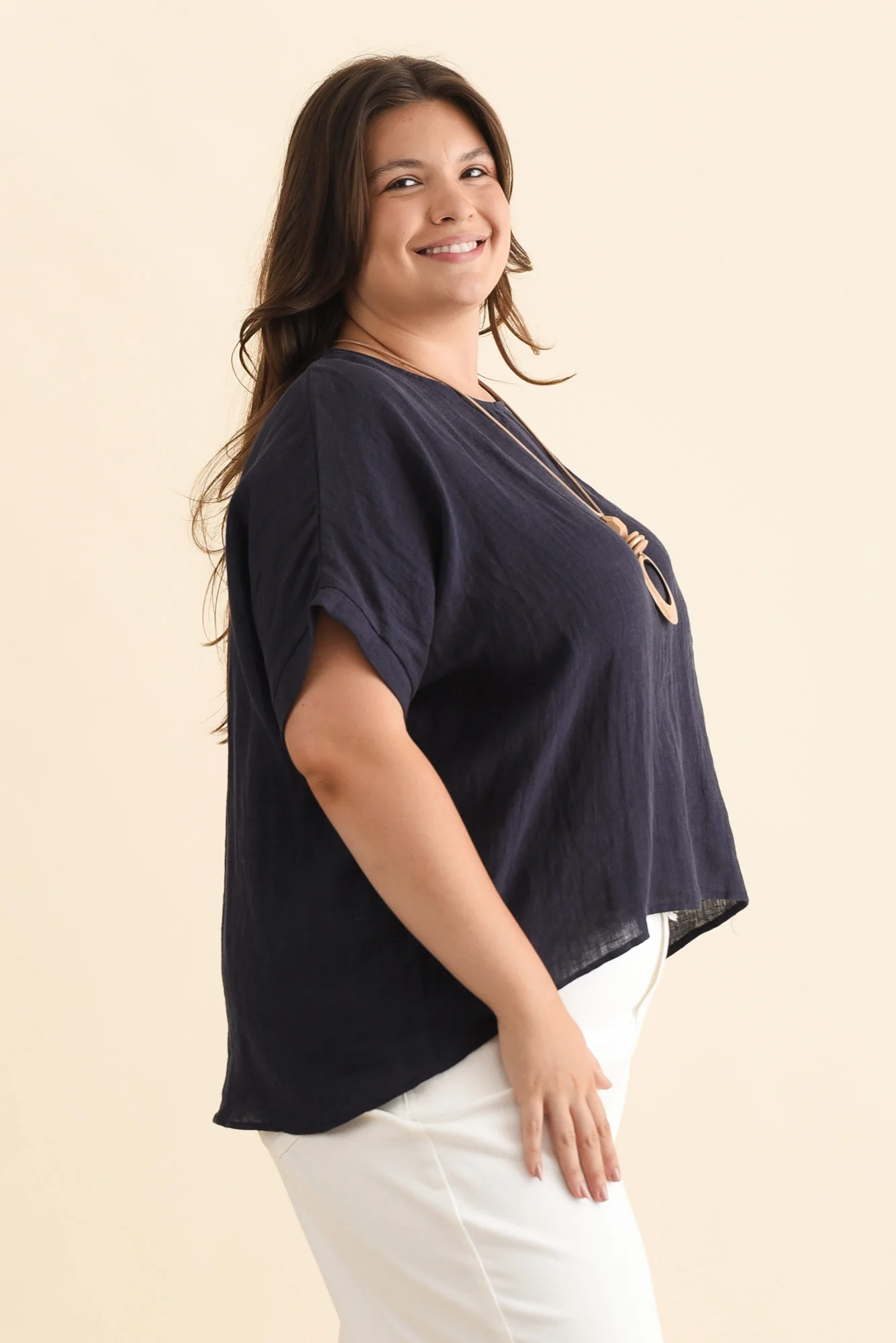 Chaya Navy Linen Top - Image 10