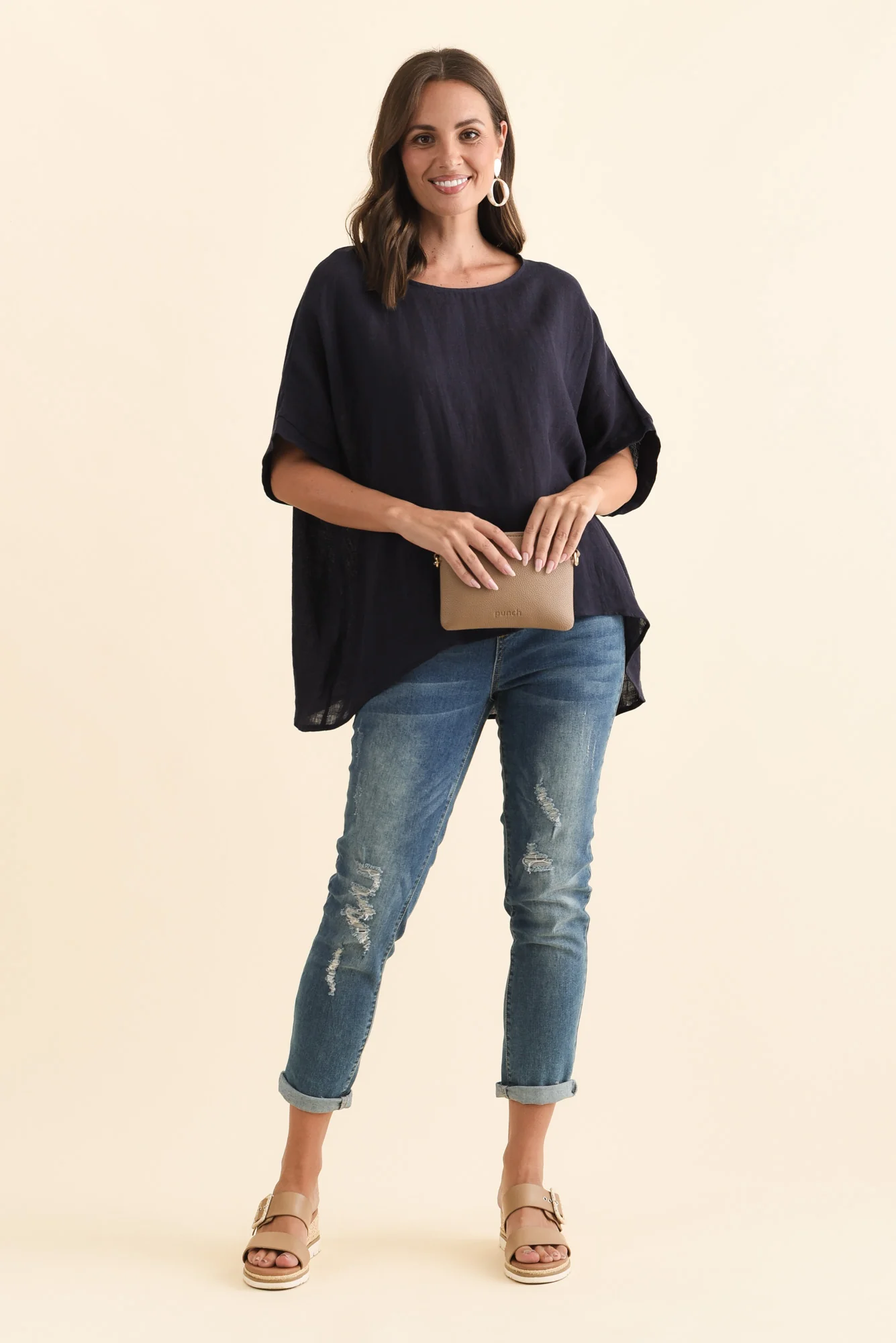 Chaya Navy Linen Top - Image 3