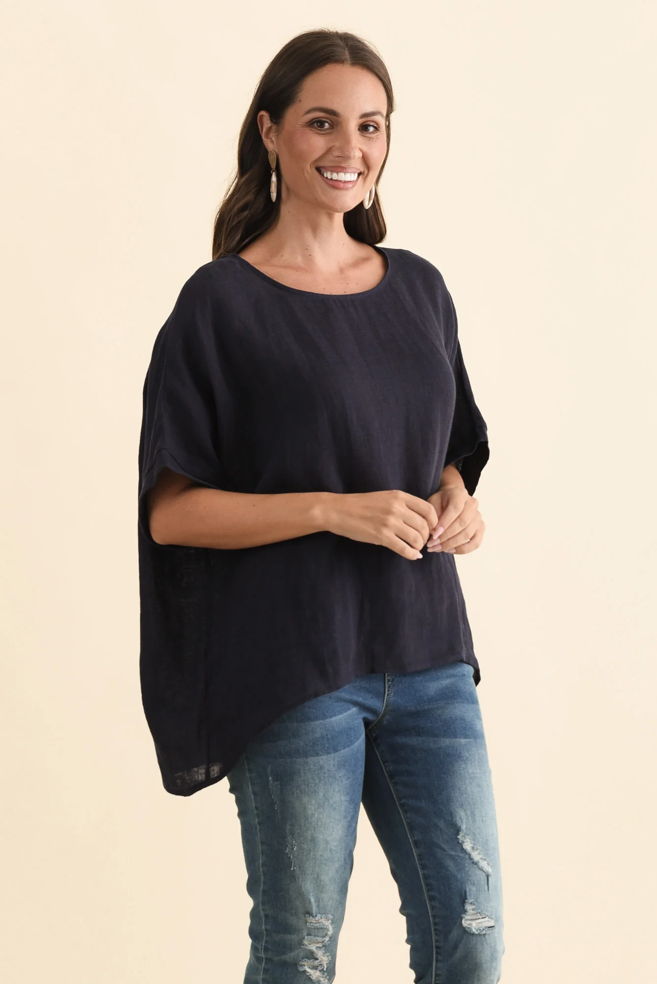 Chaya Navy Linen Top - Image 4