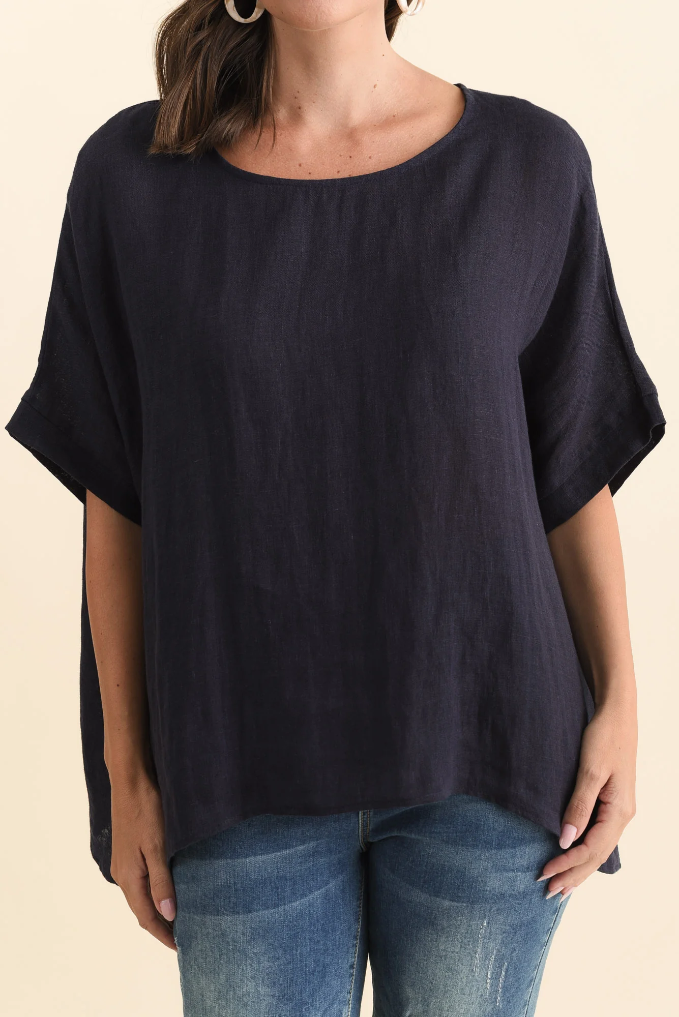 Chaya Navy Linen Top - Image 6