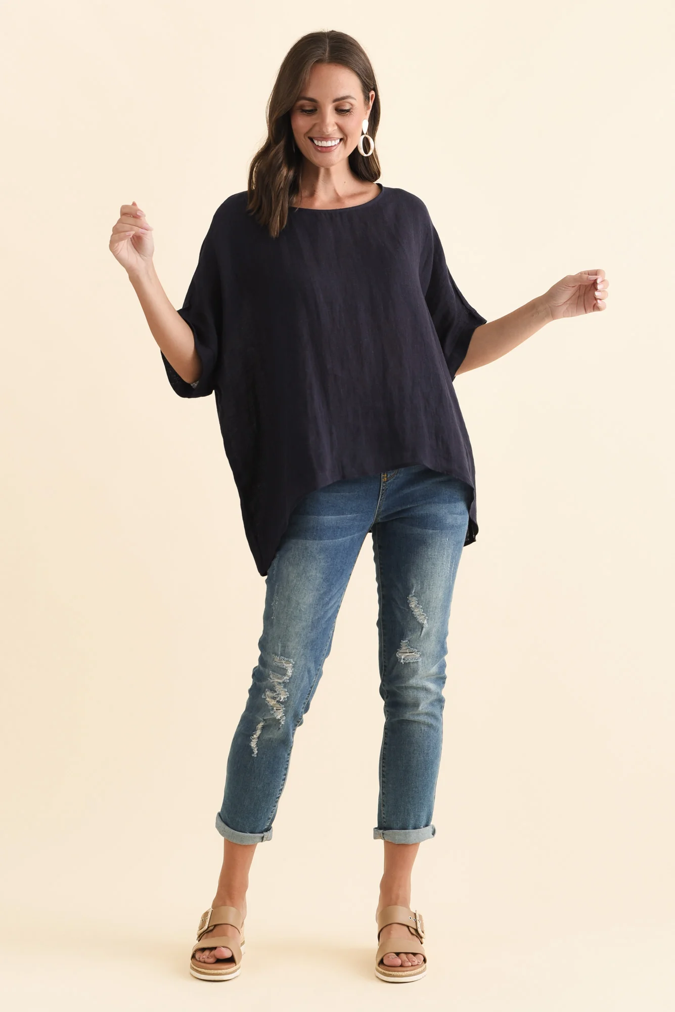 Chaya Navy Linen Top - Image 7