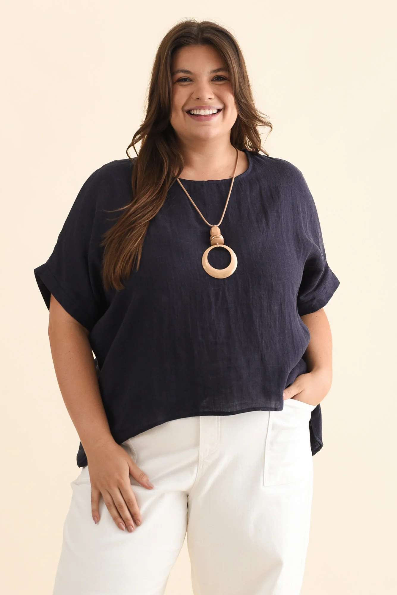 Chaya Navy Linen Top - Image 8
