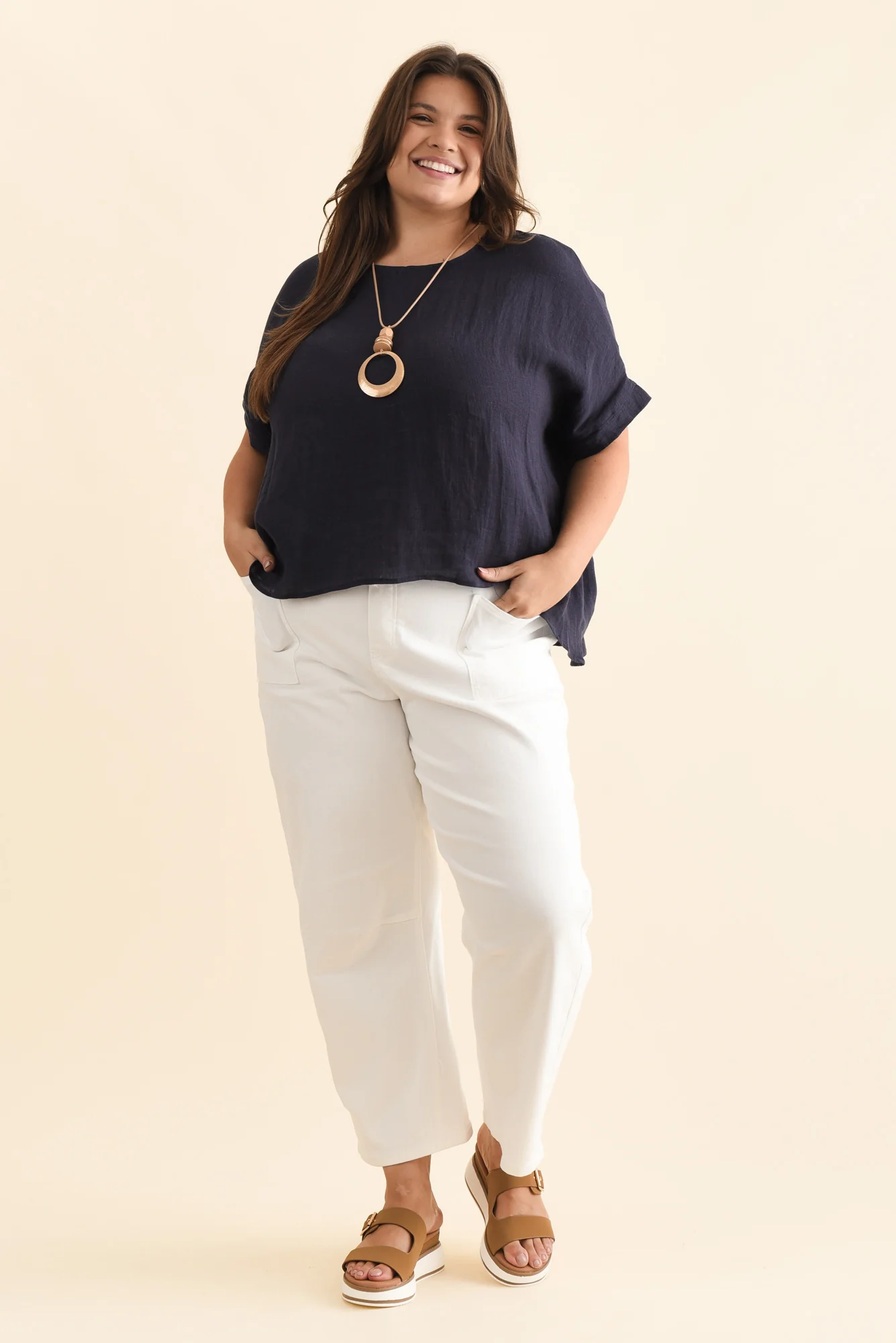 Chaya Navy Linen Top - Image 9