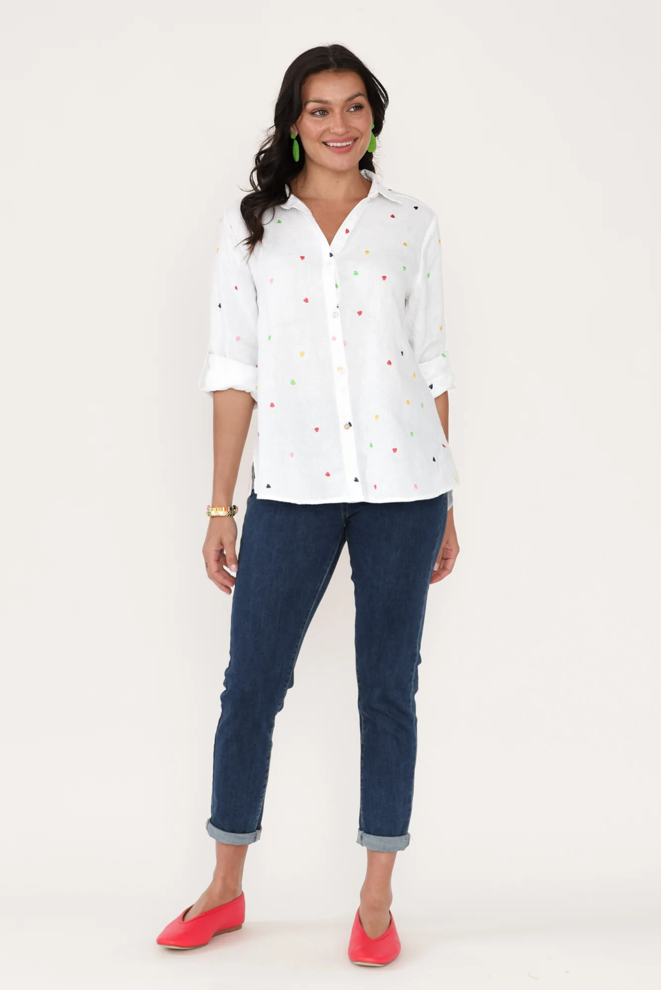 Chloe White Heart Linen Shirt - Image 6