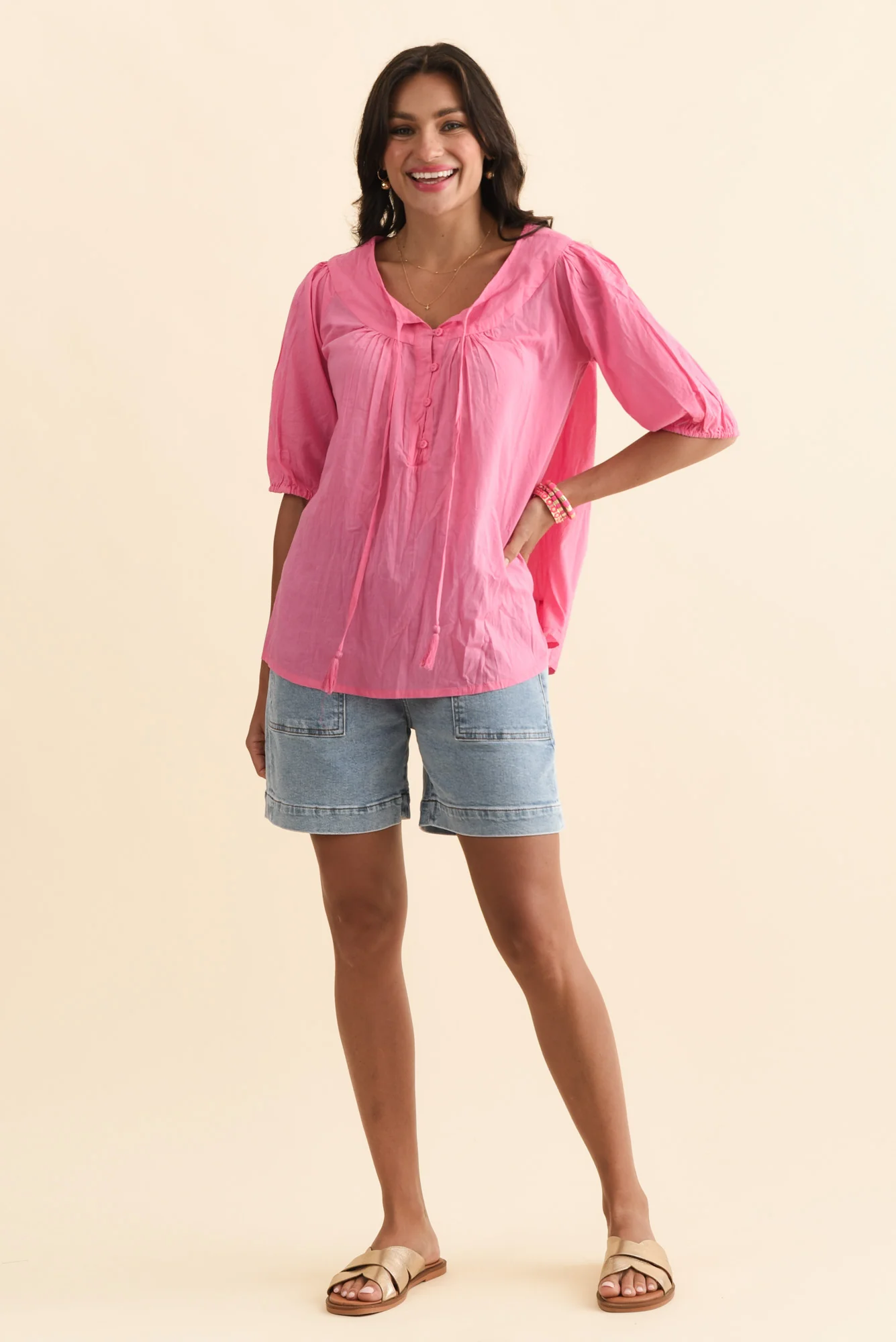 Atlas Light Blue Denim Stretch Shorts - Image 7