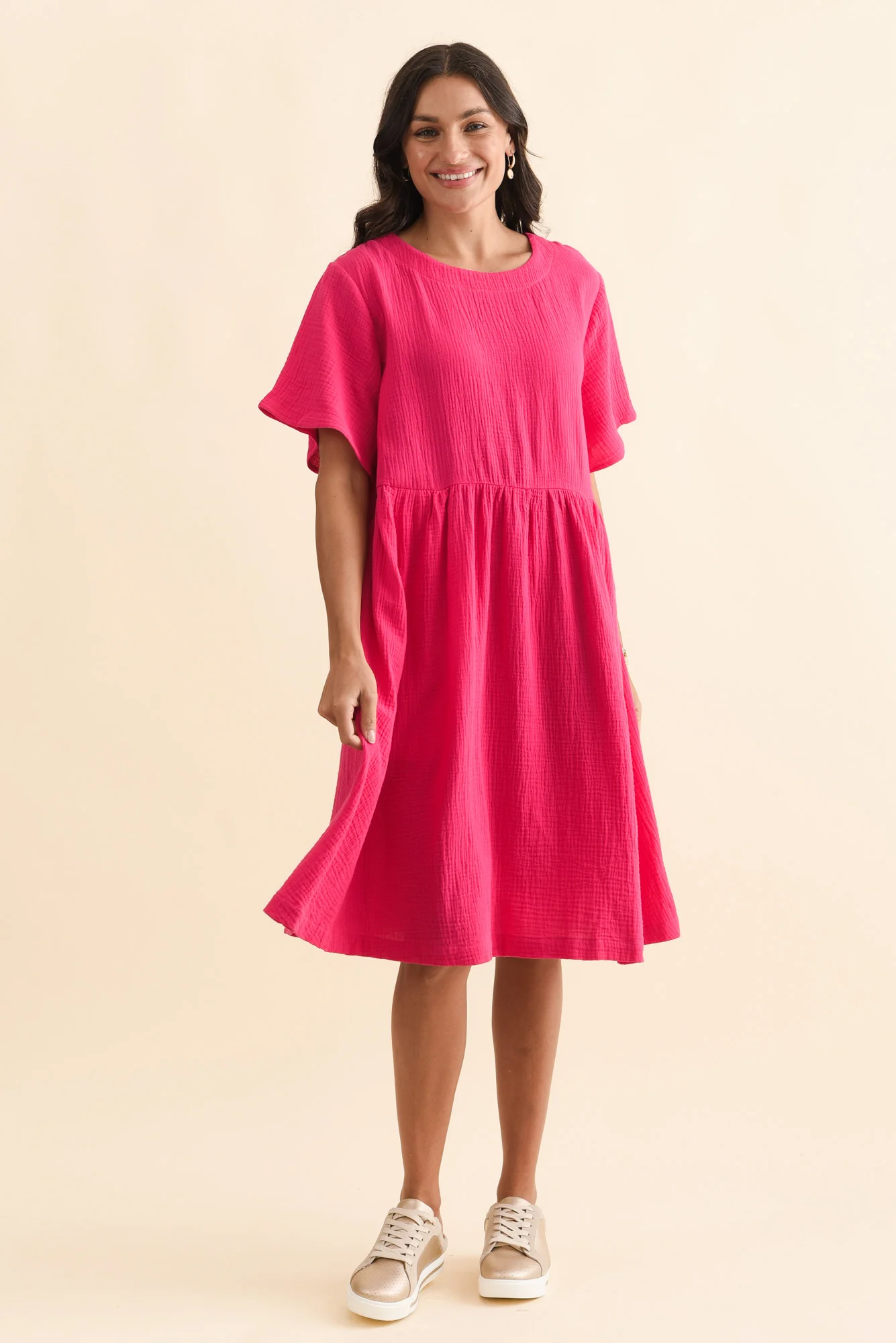 Cloud Gauze Pink Cotton Pocket Dress - Image 6