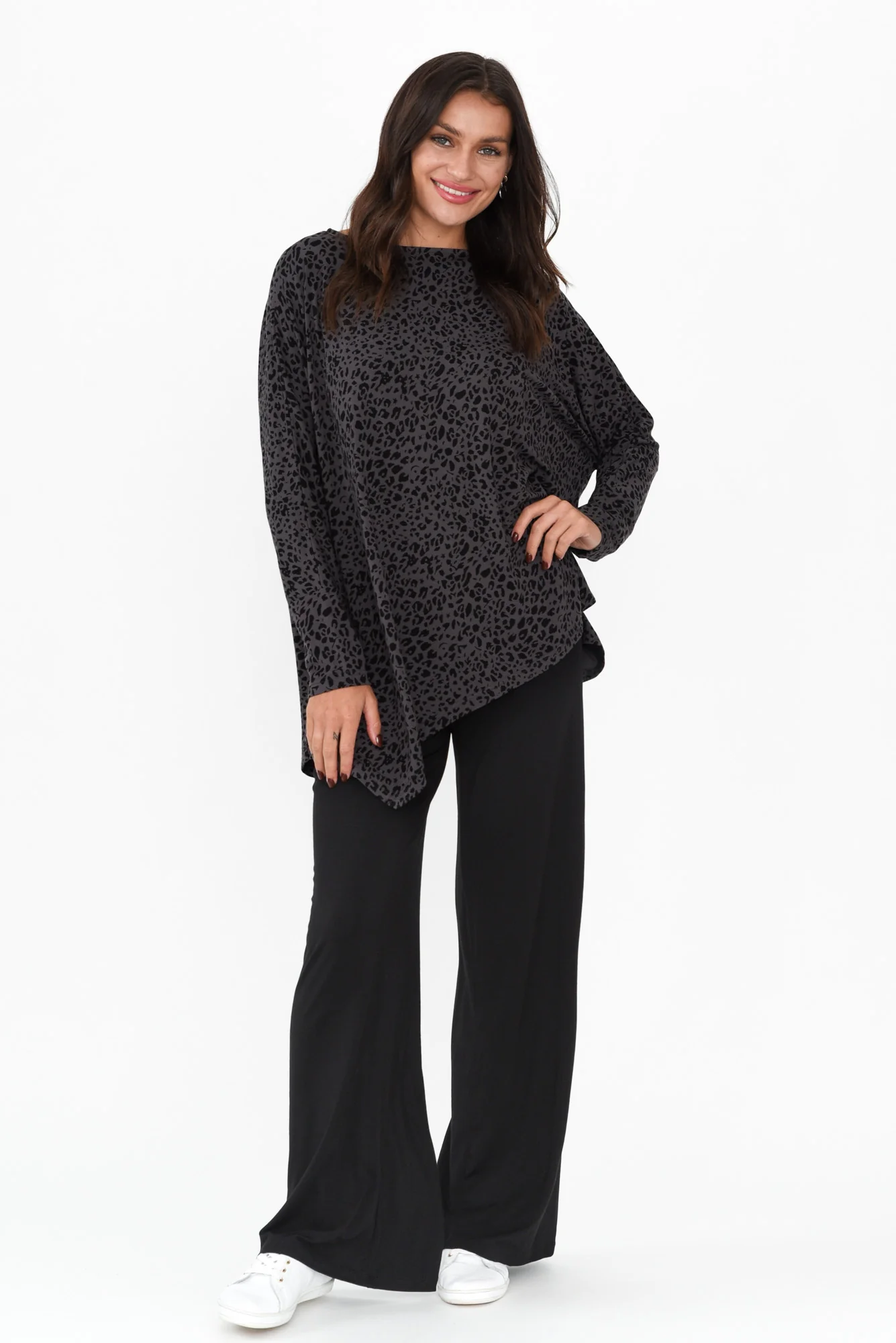 Cory Black Bamboo Wide Leg Pants - Image 3