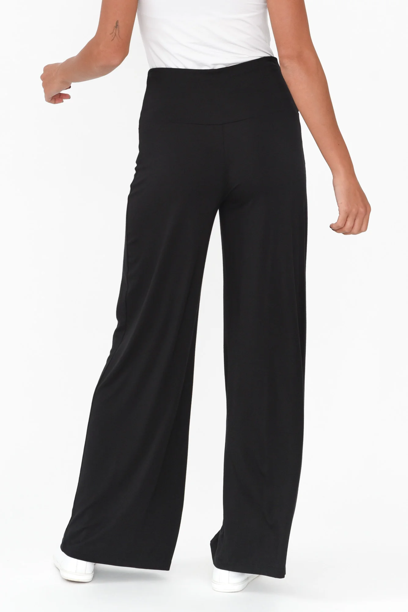 Cory Black Bamboo Wide Leg Pants - Image 5