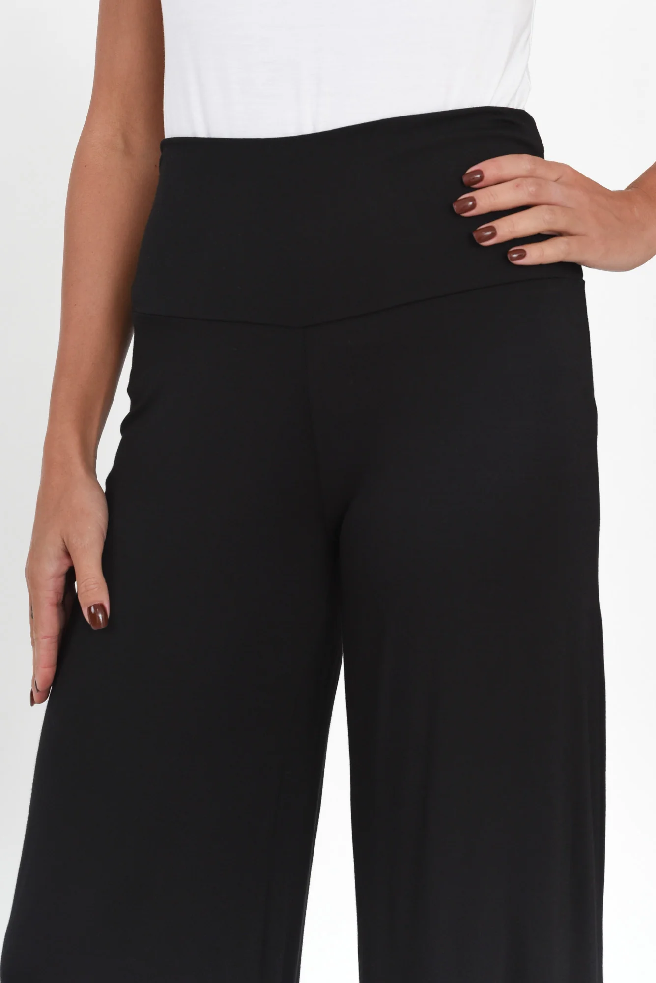 Cory Black Bamboo Wide Leg Pants - Image 6