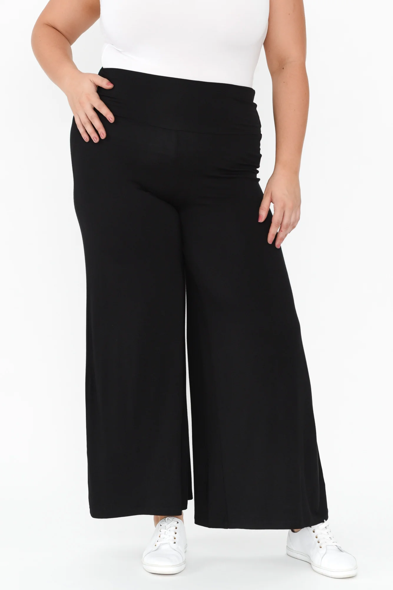 Cory Black Bamboo Wide Leg Pants - Image 7
