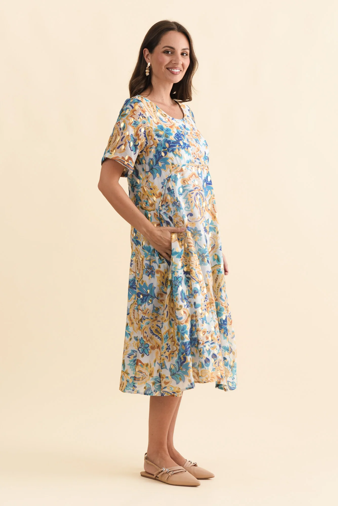 Darling Blue Paisley Foil Crescent Dress - Image 3