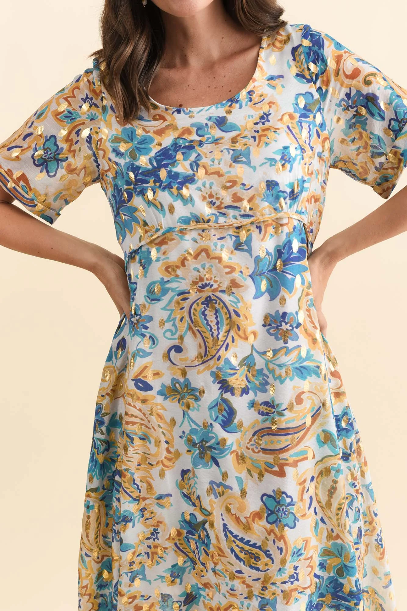 Darling Blue Paisley Foil Crescent Dress - Image 5