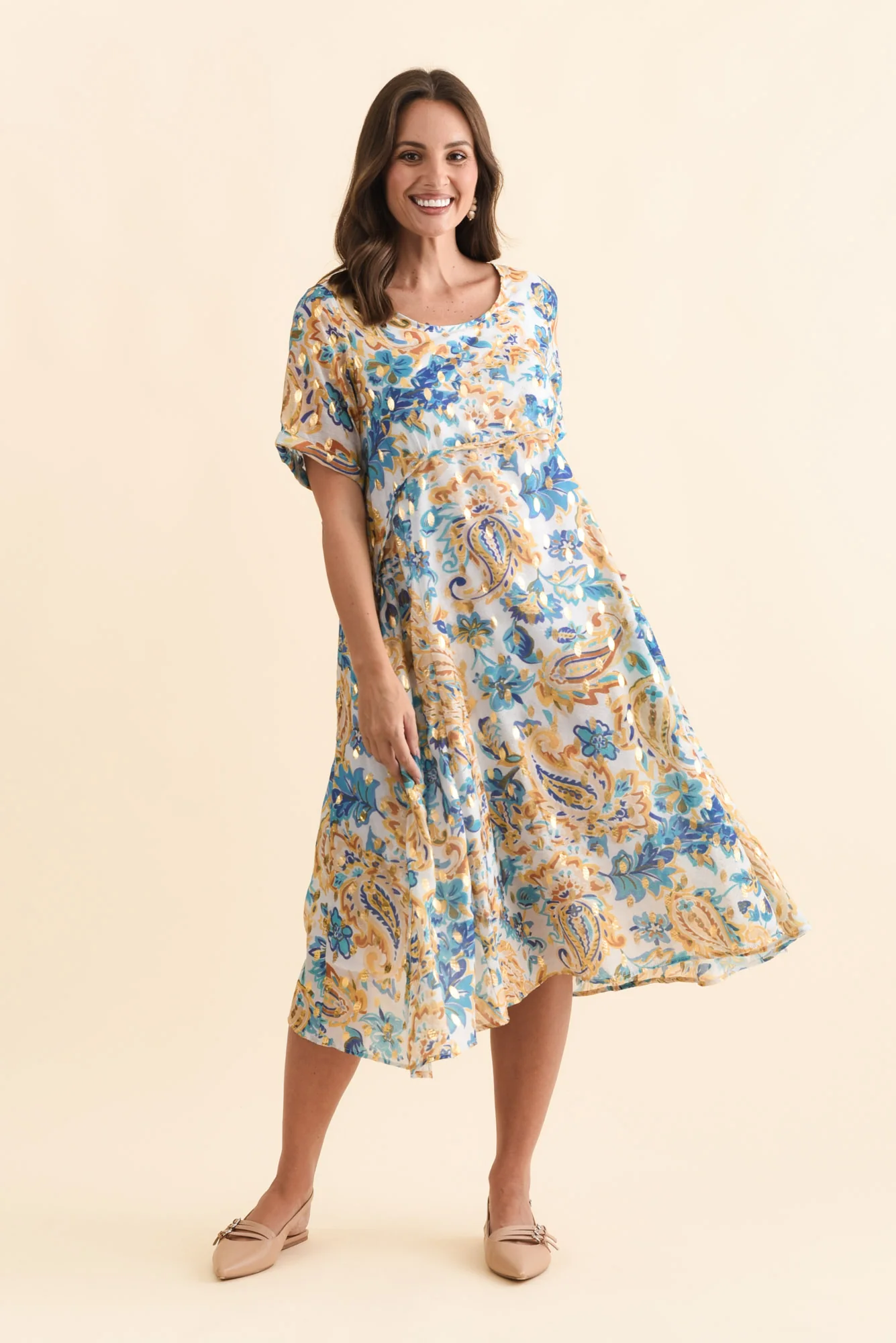 Darling Blue Paisley Foil Crescent Dress - Image 6