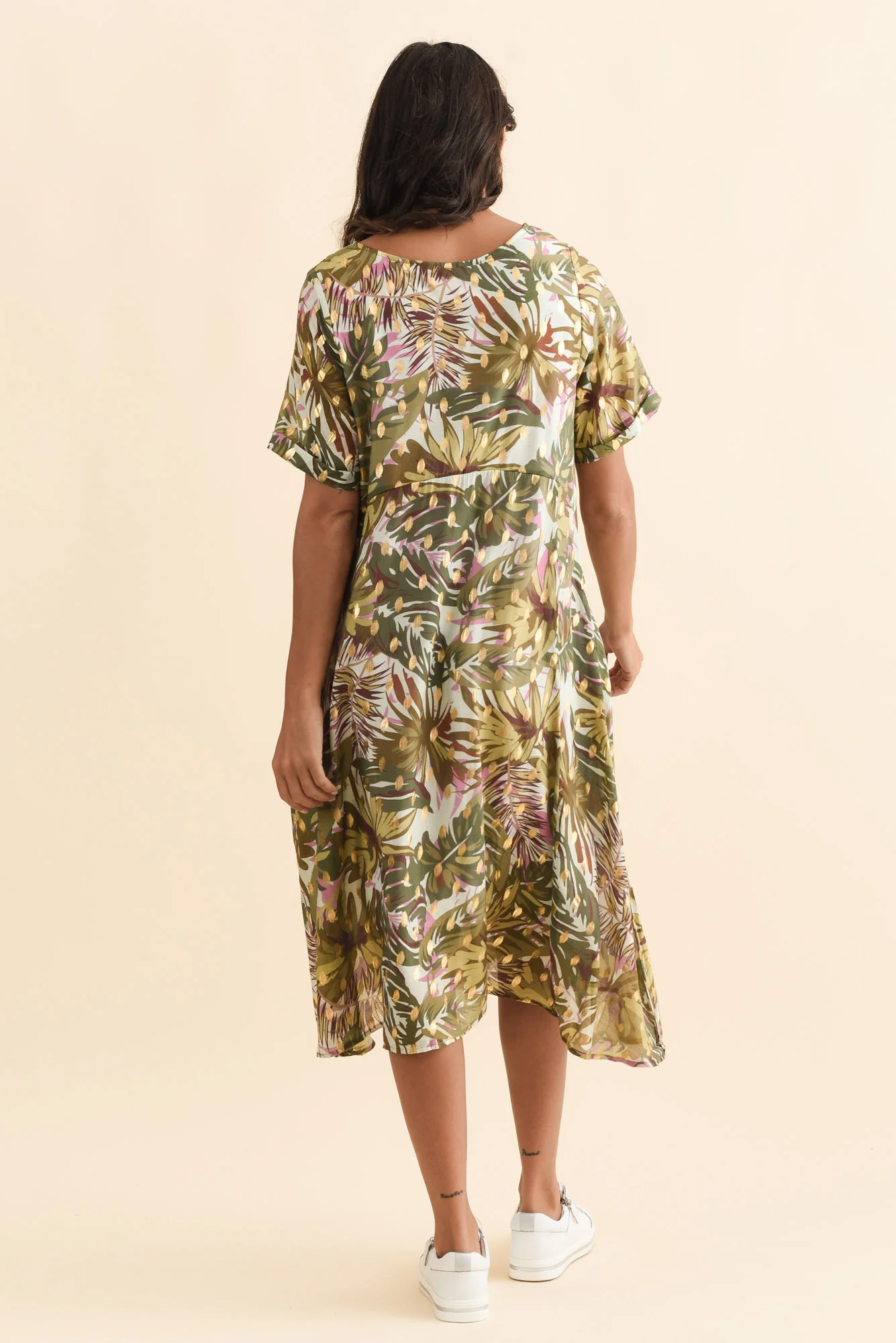 Darling Khaki Tropical Foil Crescent Dress - Image 6