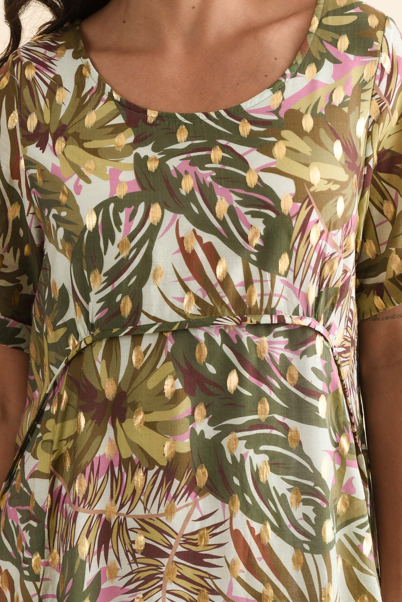 Darling Khaki Tropical Foil Crescent Dress - Image 7