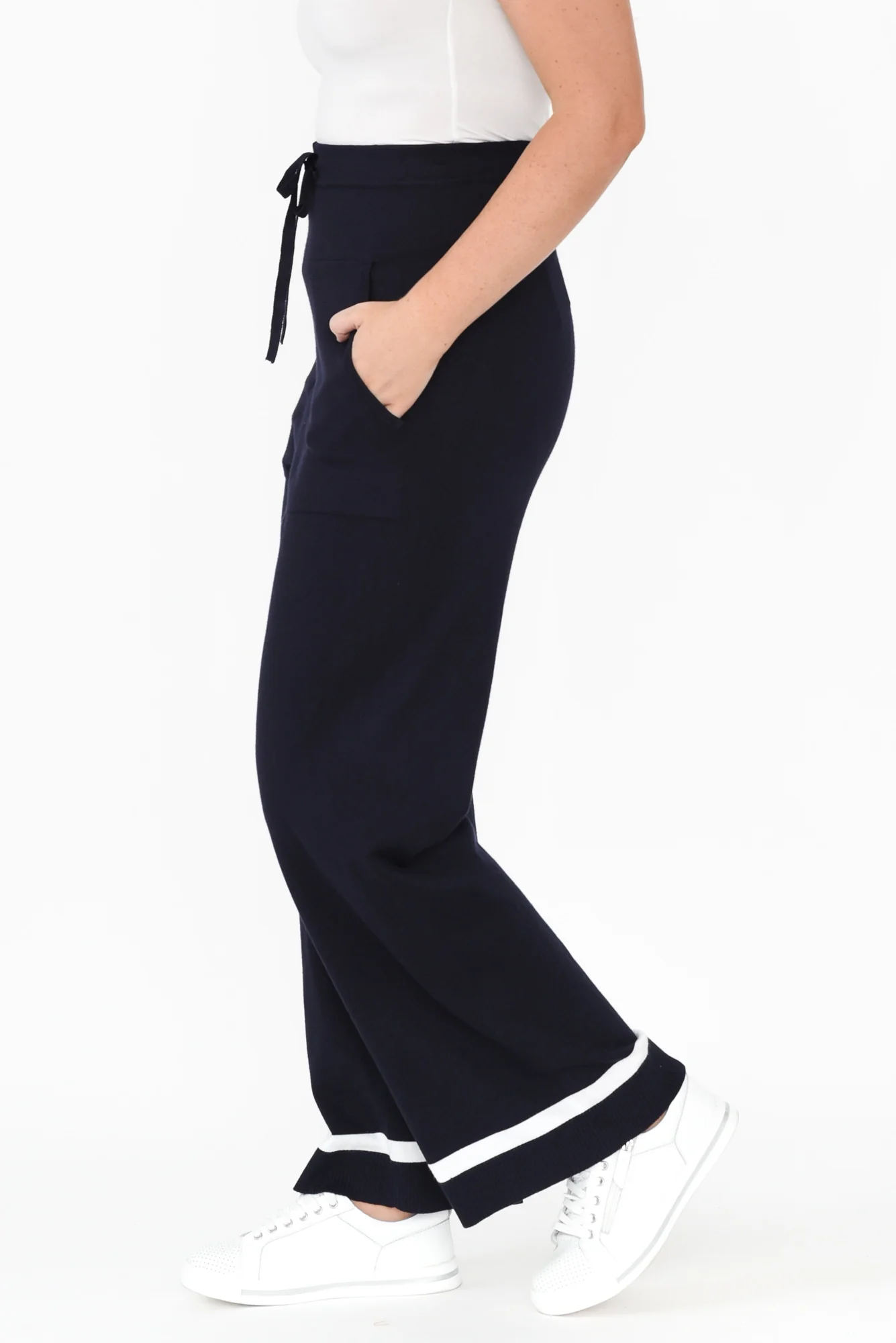 Delphine Navy Knit Pants - Image 3