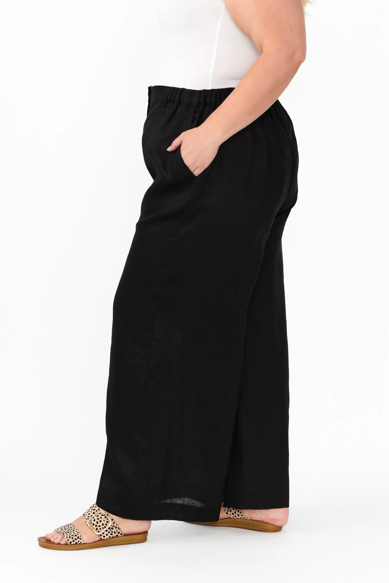 Delsey Black Linen Wide Leg Pants - Image 11