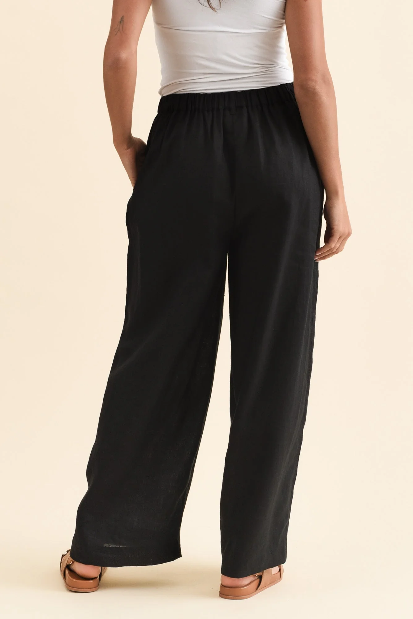 Delsey Black Linen Wide Leg Pants - Image 5