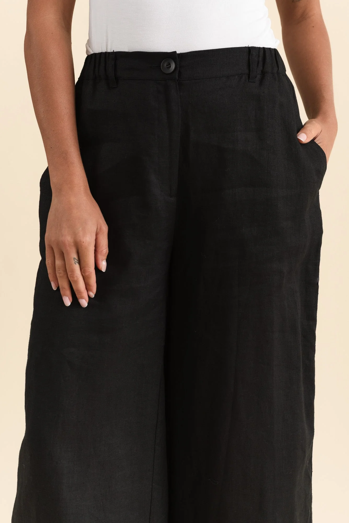 Delsey Black Linen Wide Leg Pants - Image 6