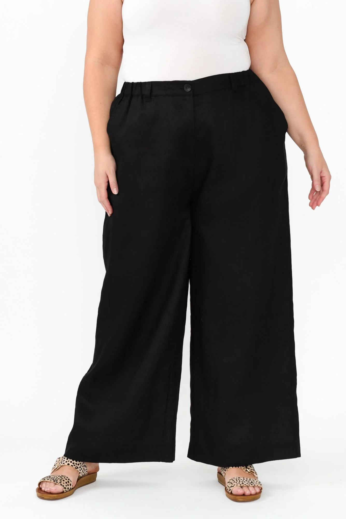 Delsey Black Linen Wide Leg Pants - Image 9