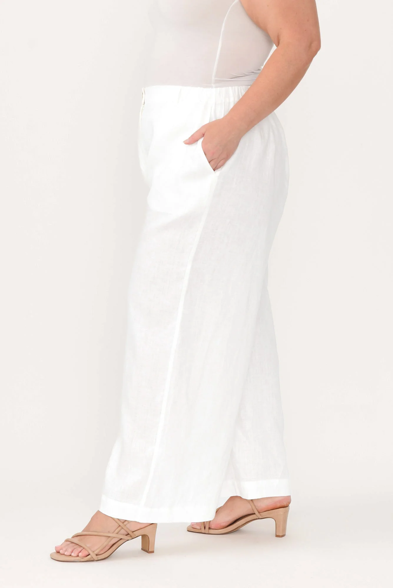 Delsey White Linen Wide Leg Pants - Image 11