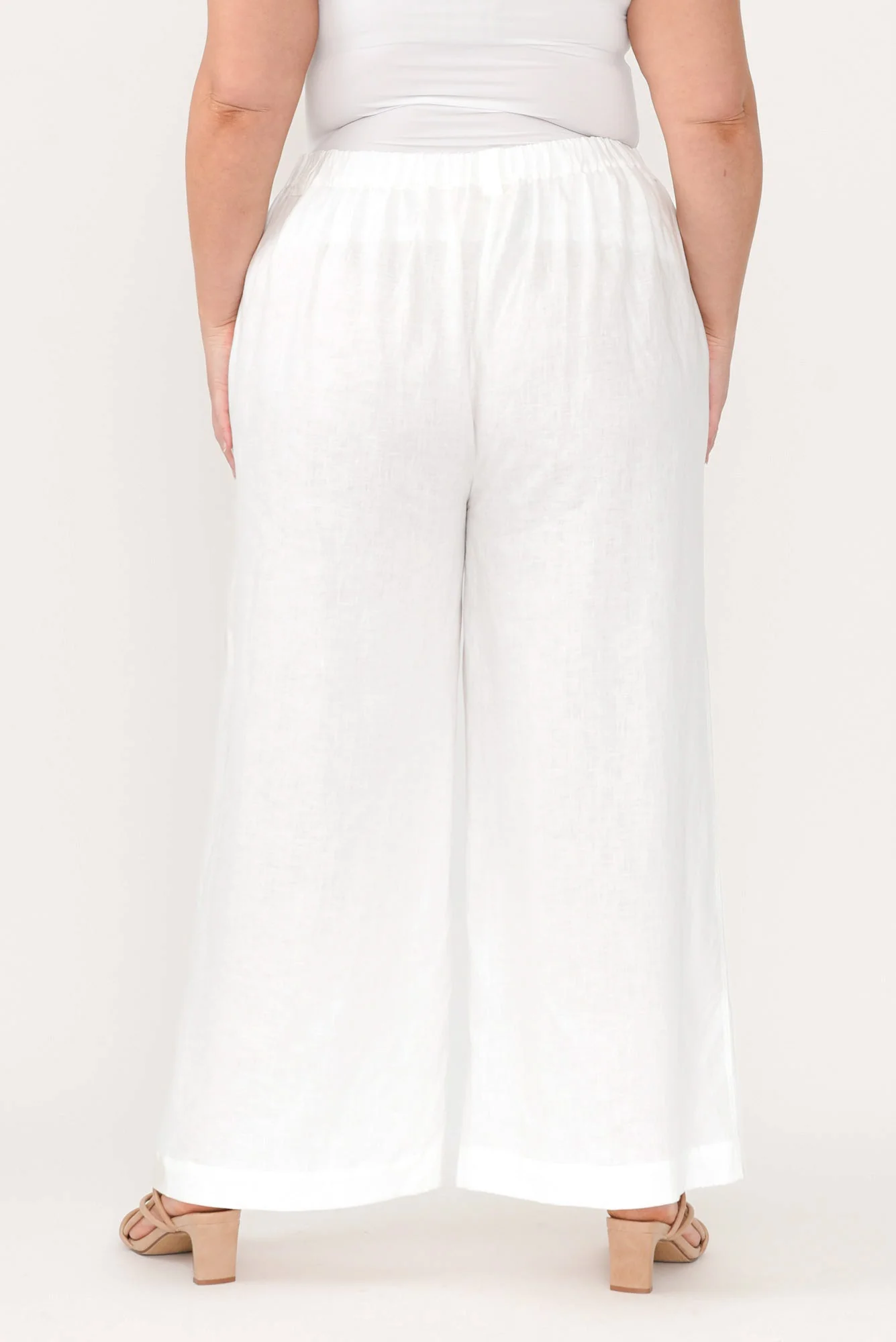 Delsey White Linen Wide Leg Pants - Image 12