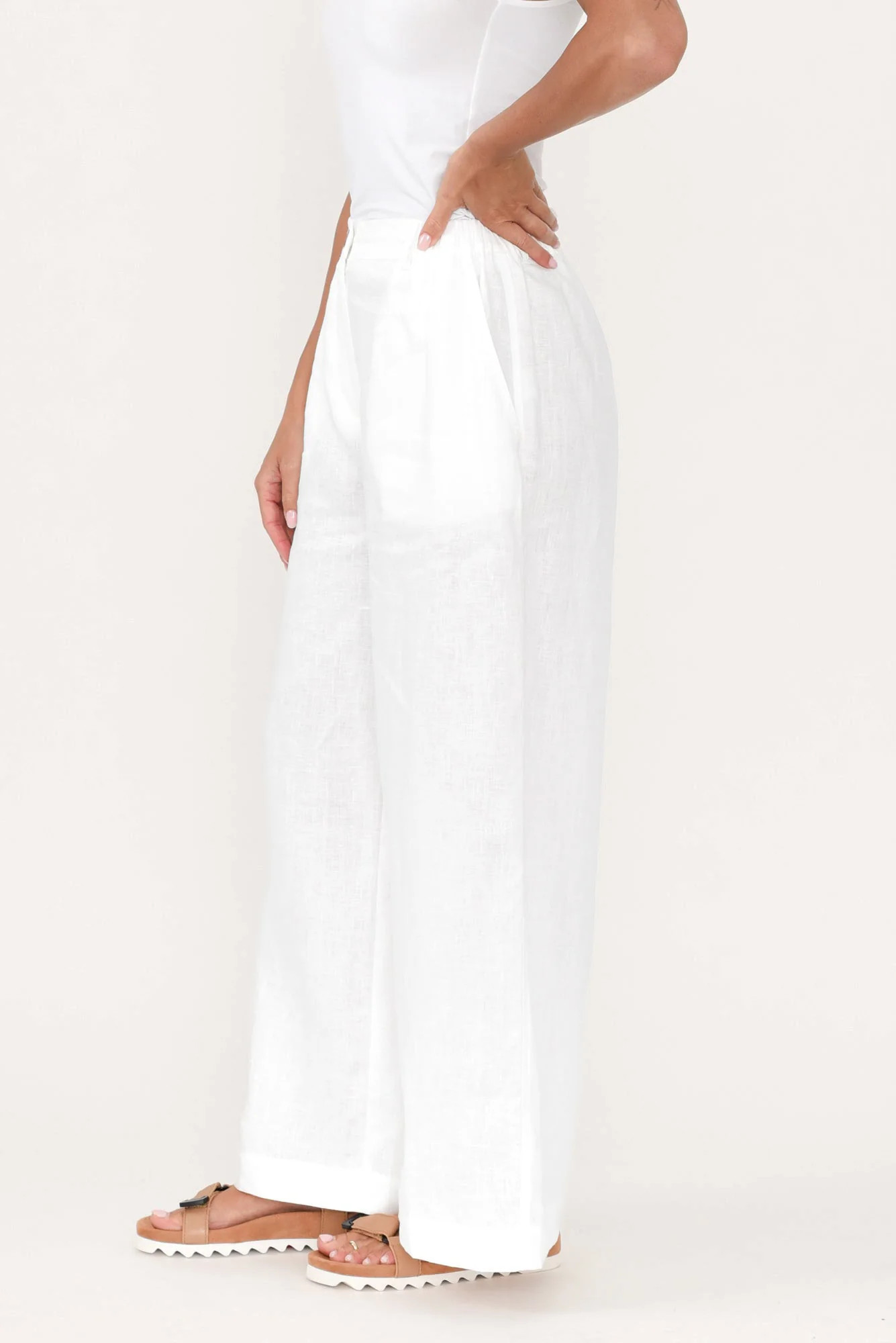 Delsey White Linen Wide Leg Pants - Image 5