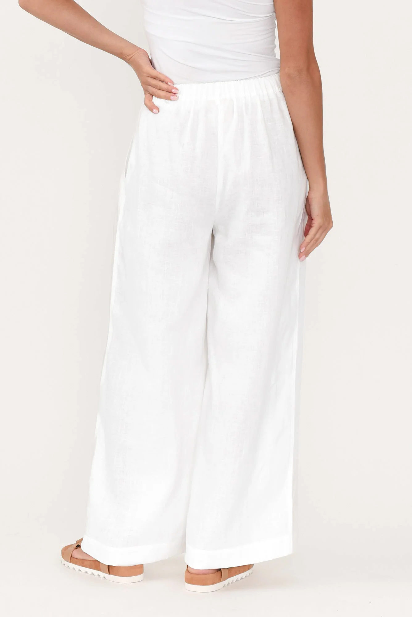 Delsey White Linen Wide Leg Pants - Image 6