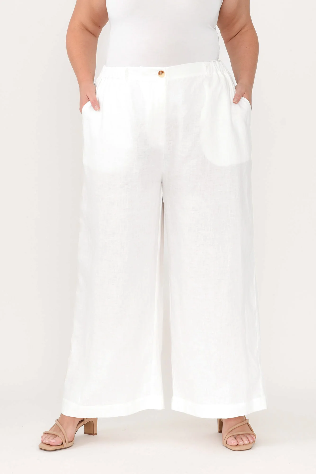 Delsey White Linen Wide Leg Pants - Image 9