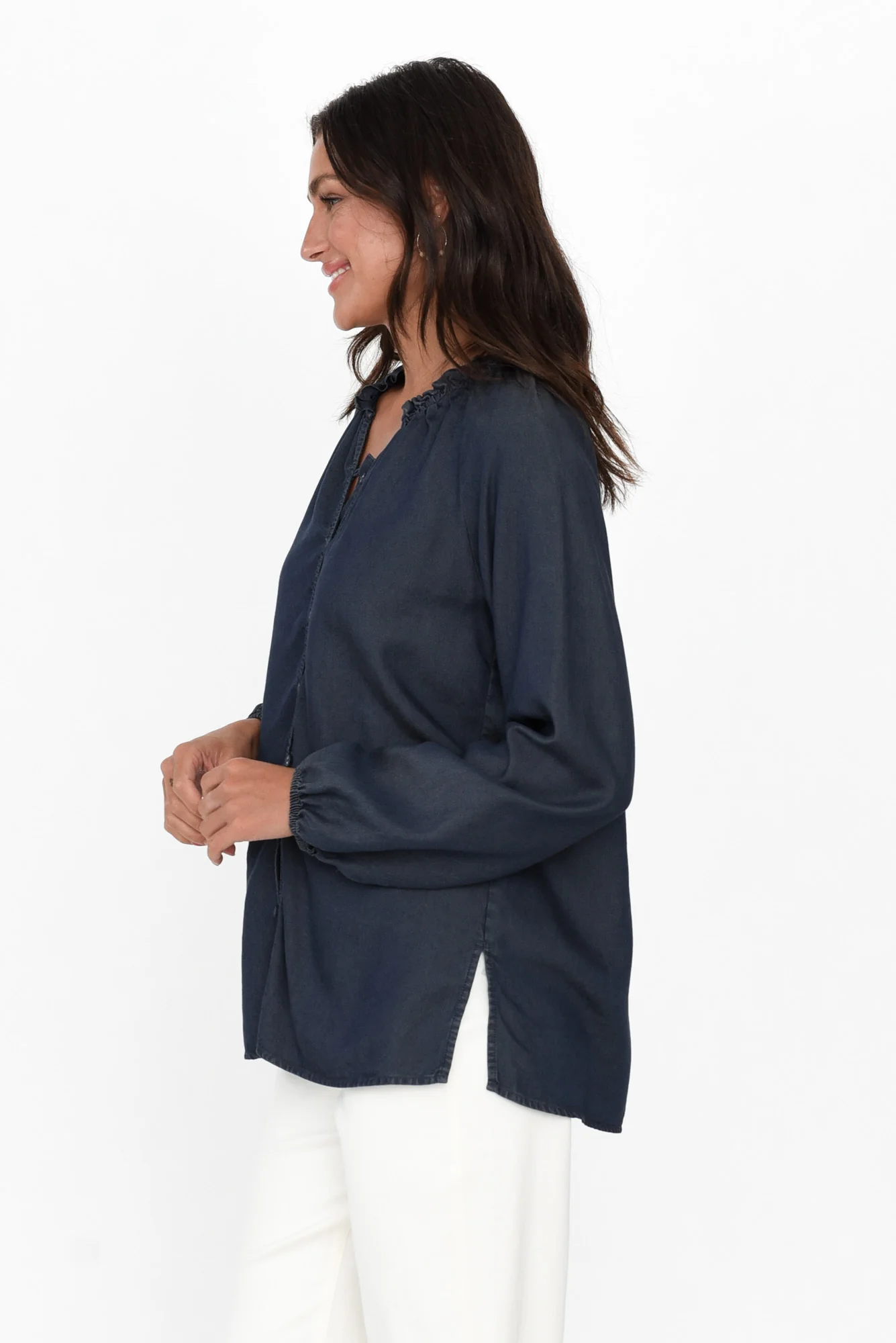 Drew Blue Denim Button Blouse - Image 3